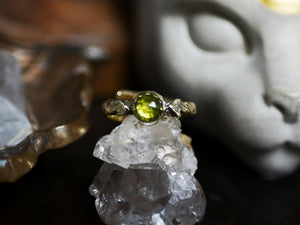 Bague réglable Vésuvianite - Laiton