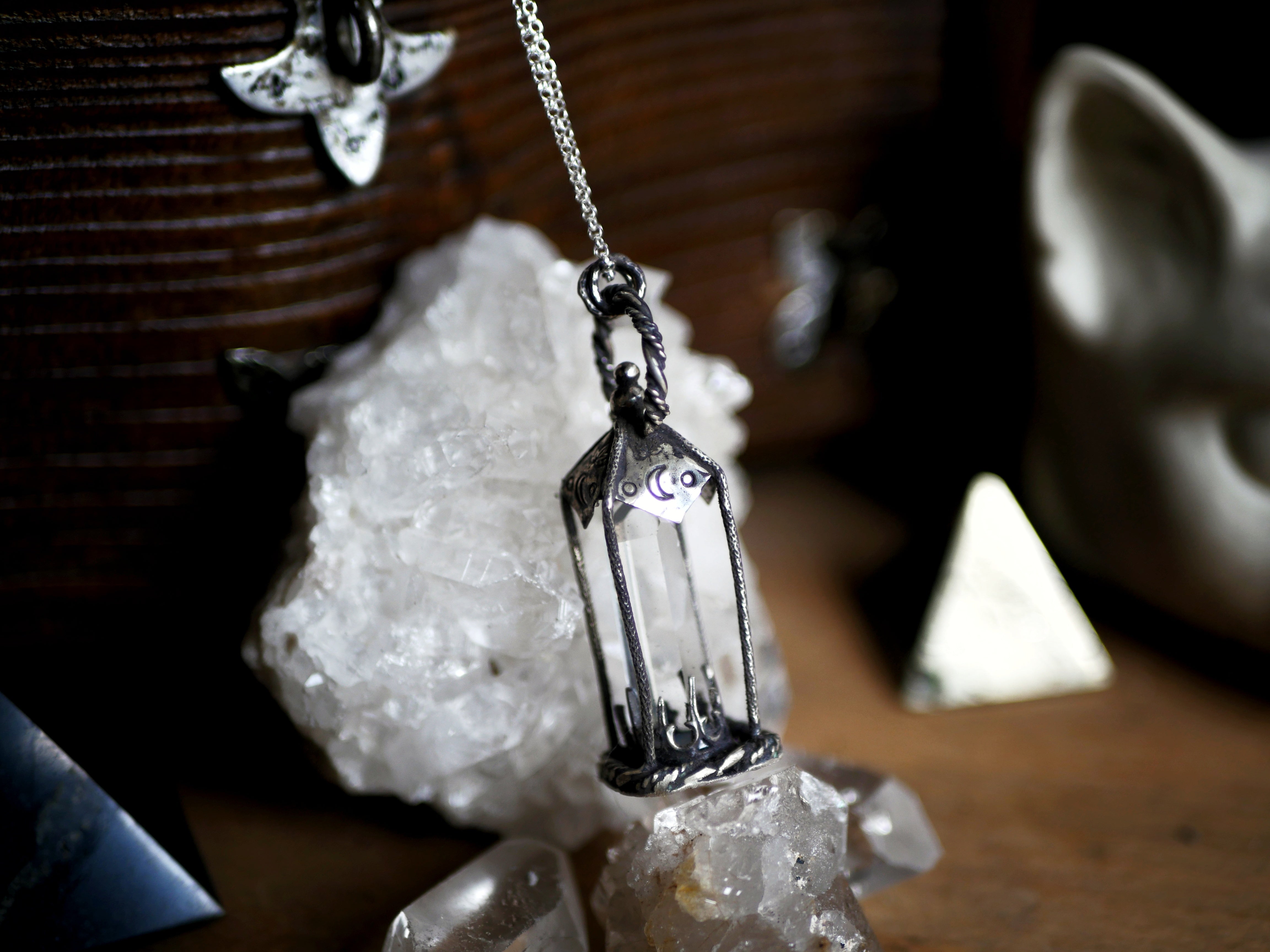 Collier Lanterne II - Cristal de roche - Argent 925