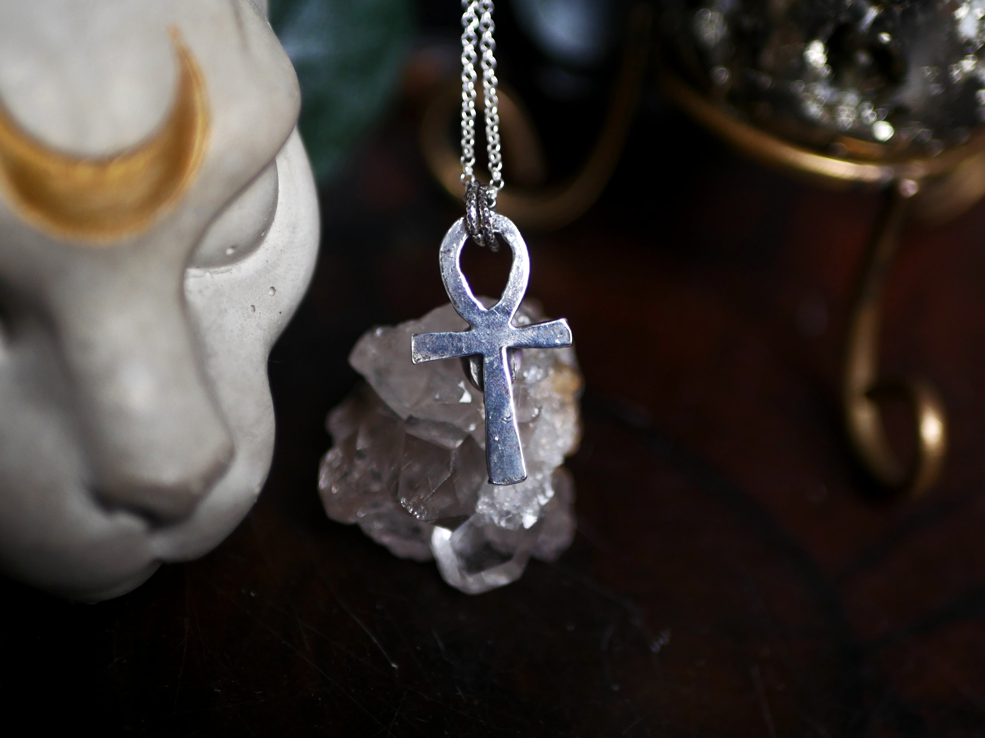 Réservé Fannette - Amulette Croix de Ankh - Apatite - Argent 925