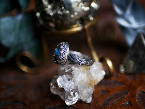 Réservée Damian - Bague Labradorite & Feuilles - Argent 925