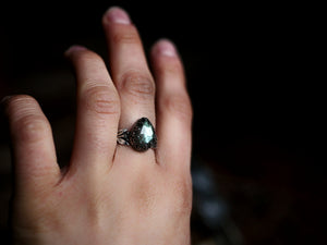 Réservée Damian - Bague Labradorite & Feuilles - Argent 925