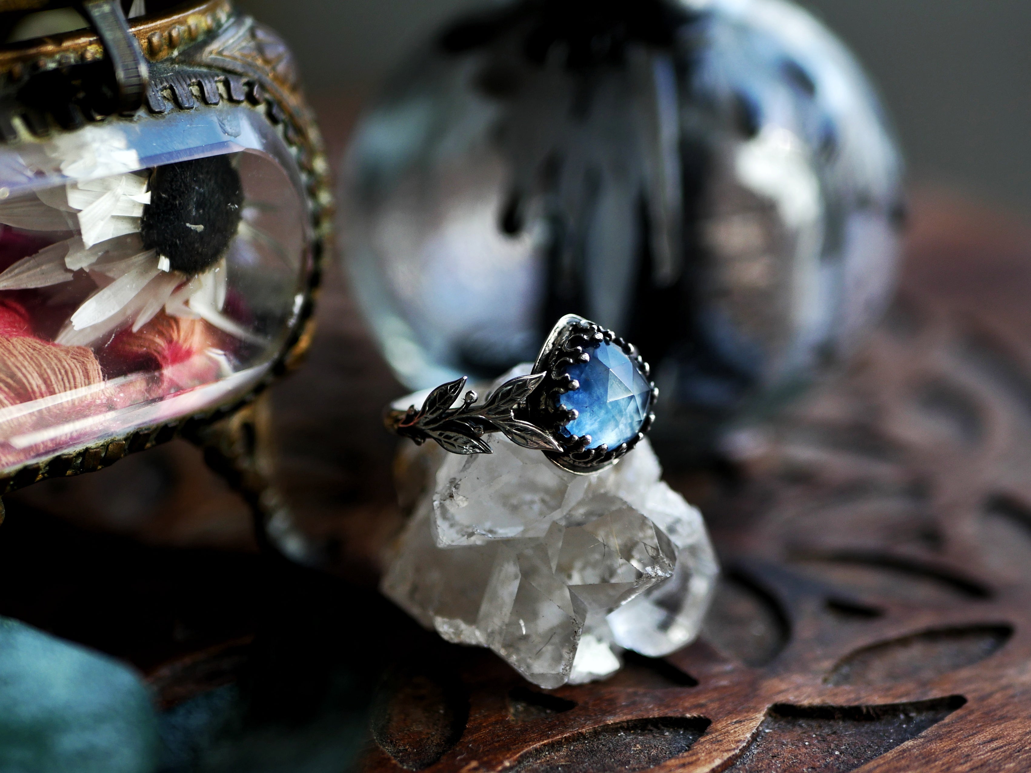 RÉSERVÉE HÉLÈNE - Bague Nacre & Feuilles - Argent 925