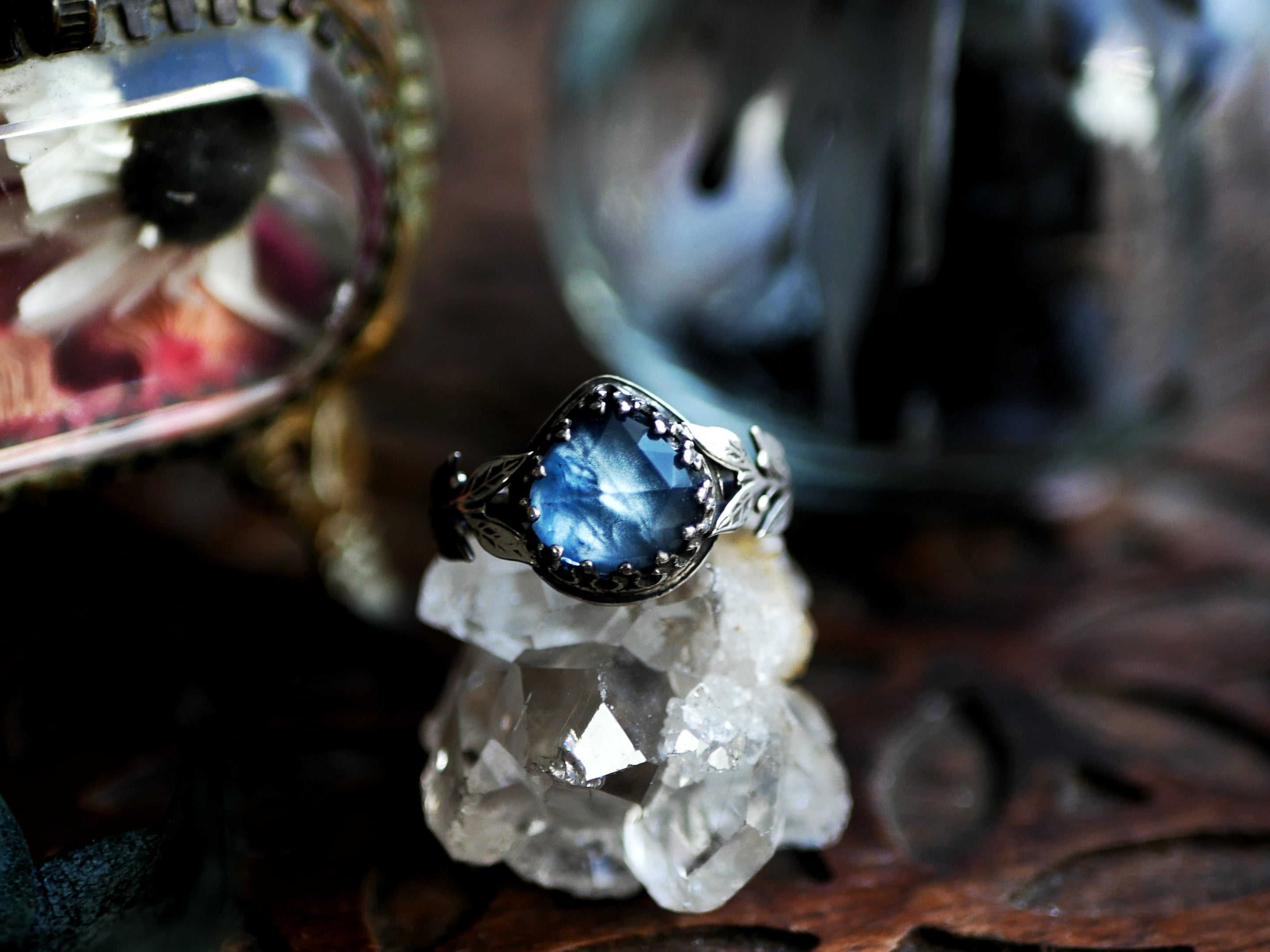 RÉSERVÉE HÉLÈNE - Bague Nacre & Feuilles - Argent 925