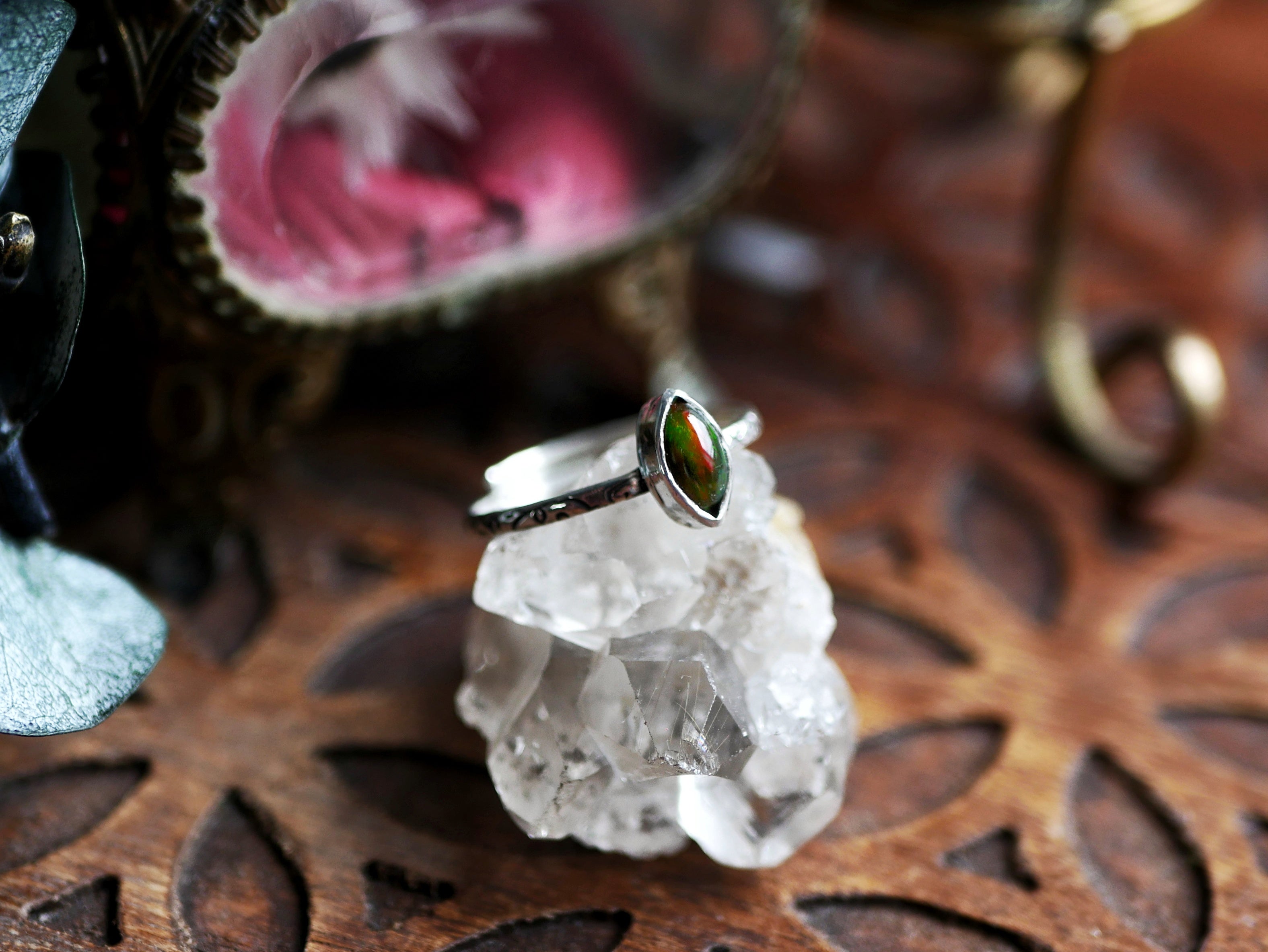 RÉSERVÉE LARA - Bague Opale Noire - Argent 925