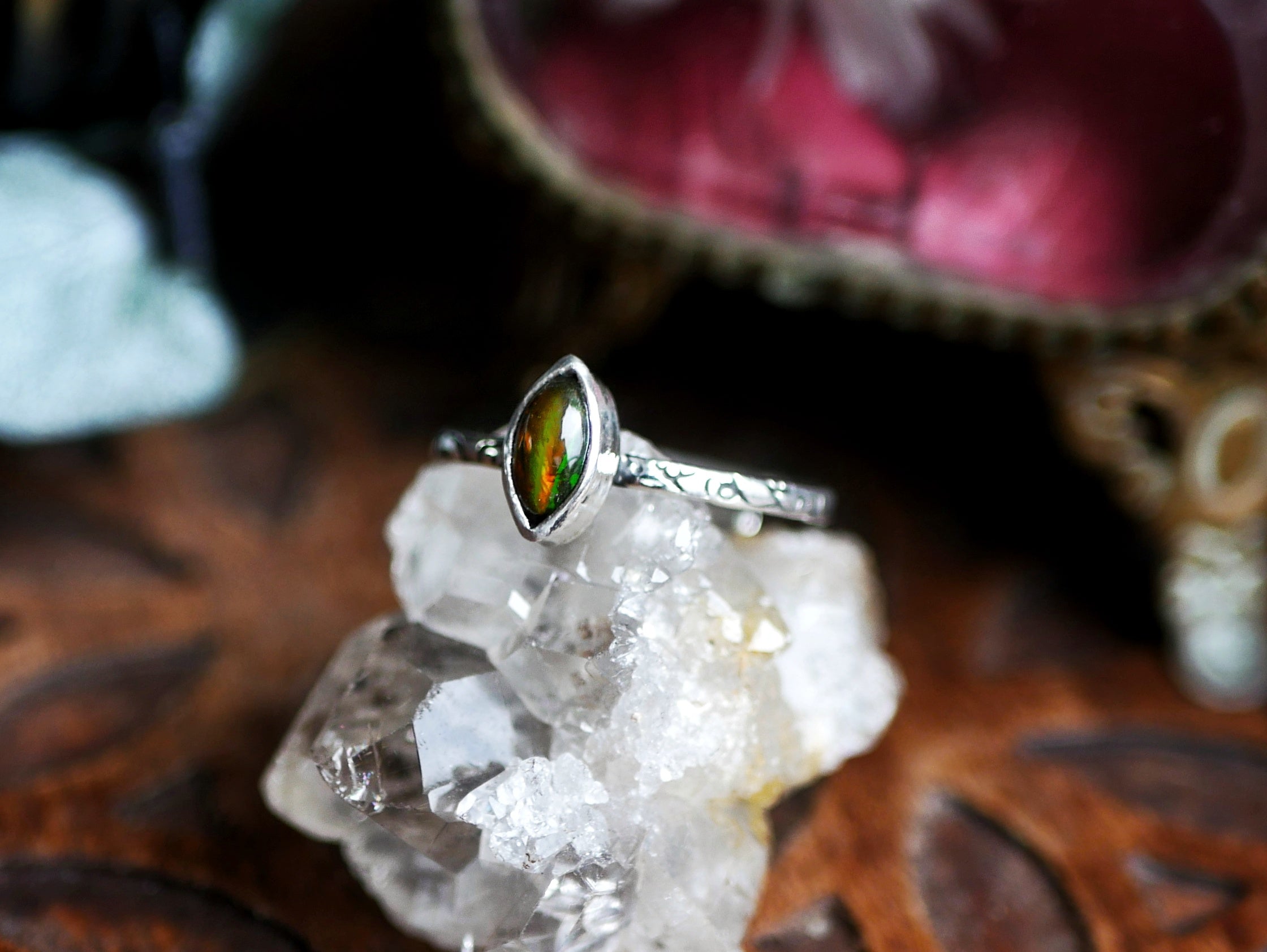 RÉSERVÉE LARA - Bague Opale Noire - Argent 925