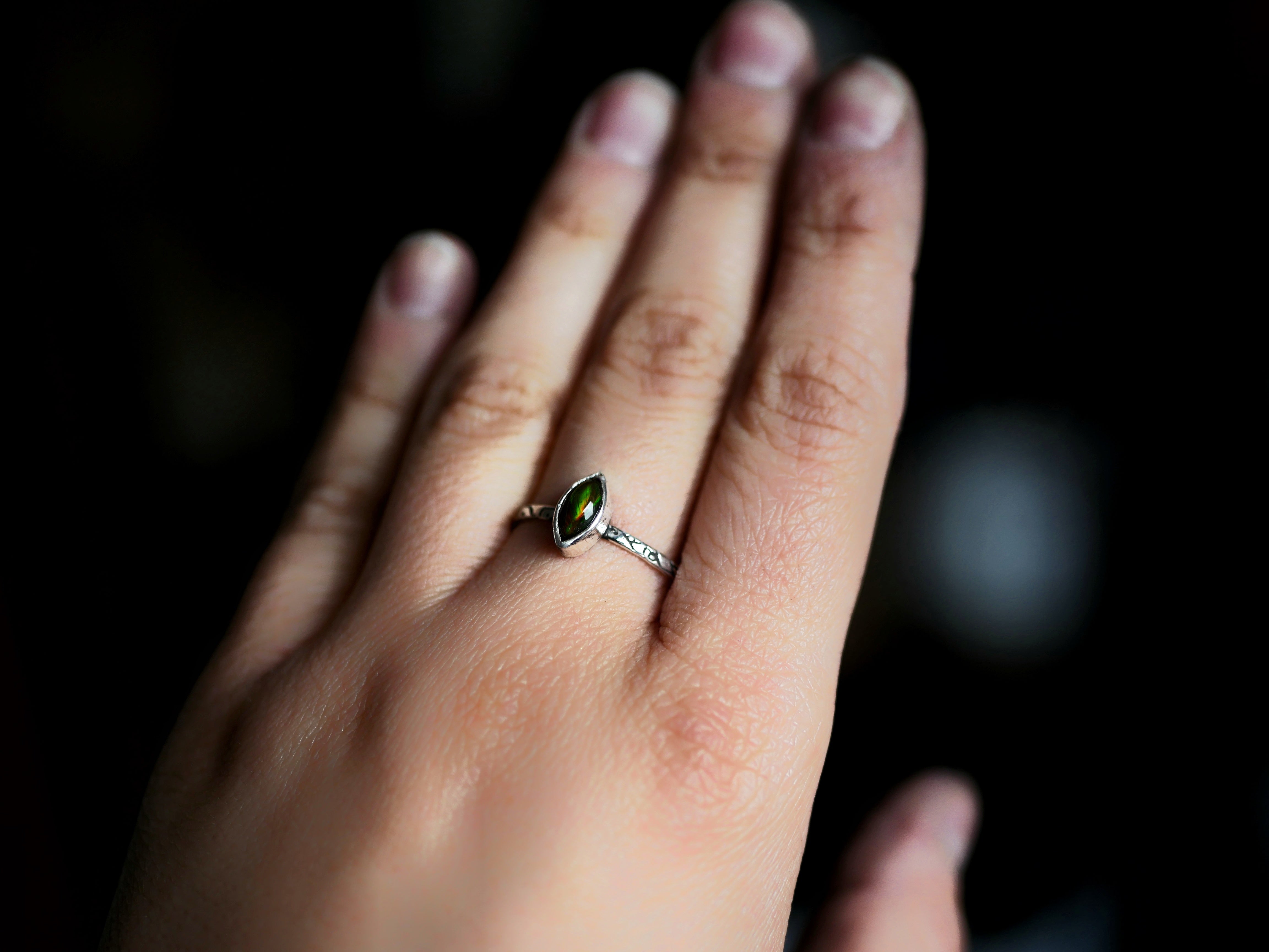 RÉSERVÉE LARA - Bague Opale Noire - Argent 925