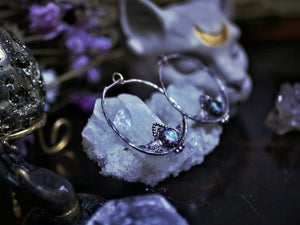 Créoles Opale Aurora & Cristal de roche  - Argent 925