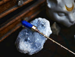 Charger l&#39;image dans la galerie, Baguette à cheveux Lapis Lazuli (fine) - Laiton &amp; Bronze
