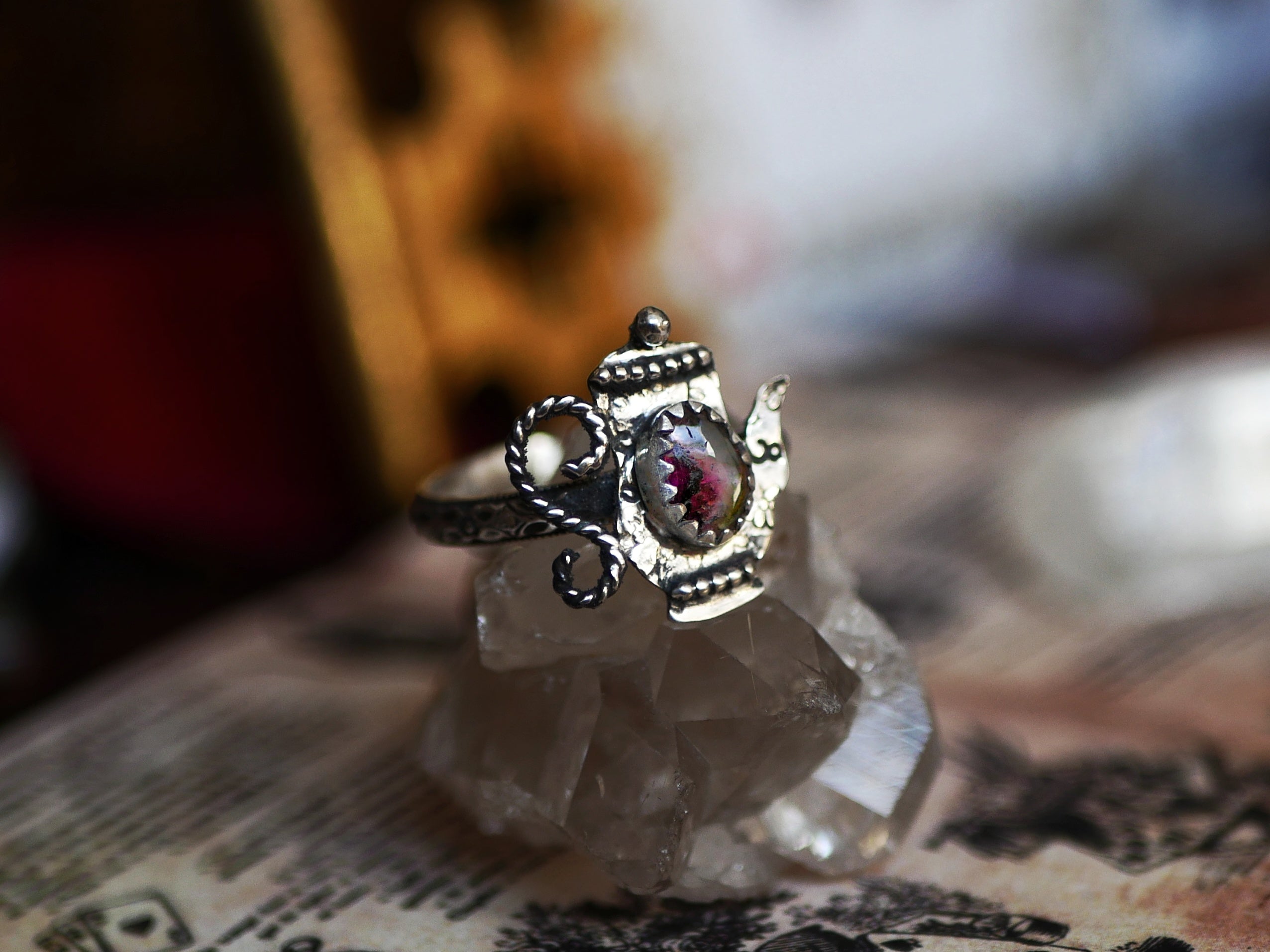 Bague "Wonderland" VI - Tourmaline Watermelon - Argent 925