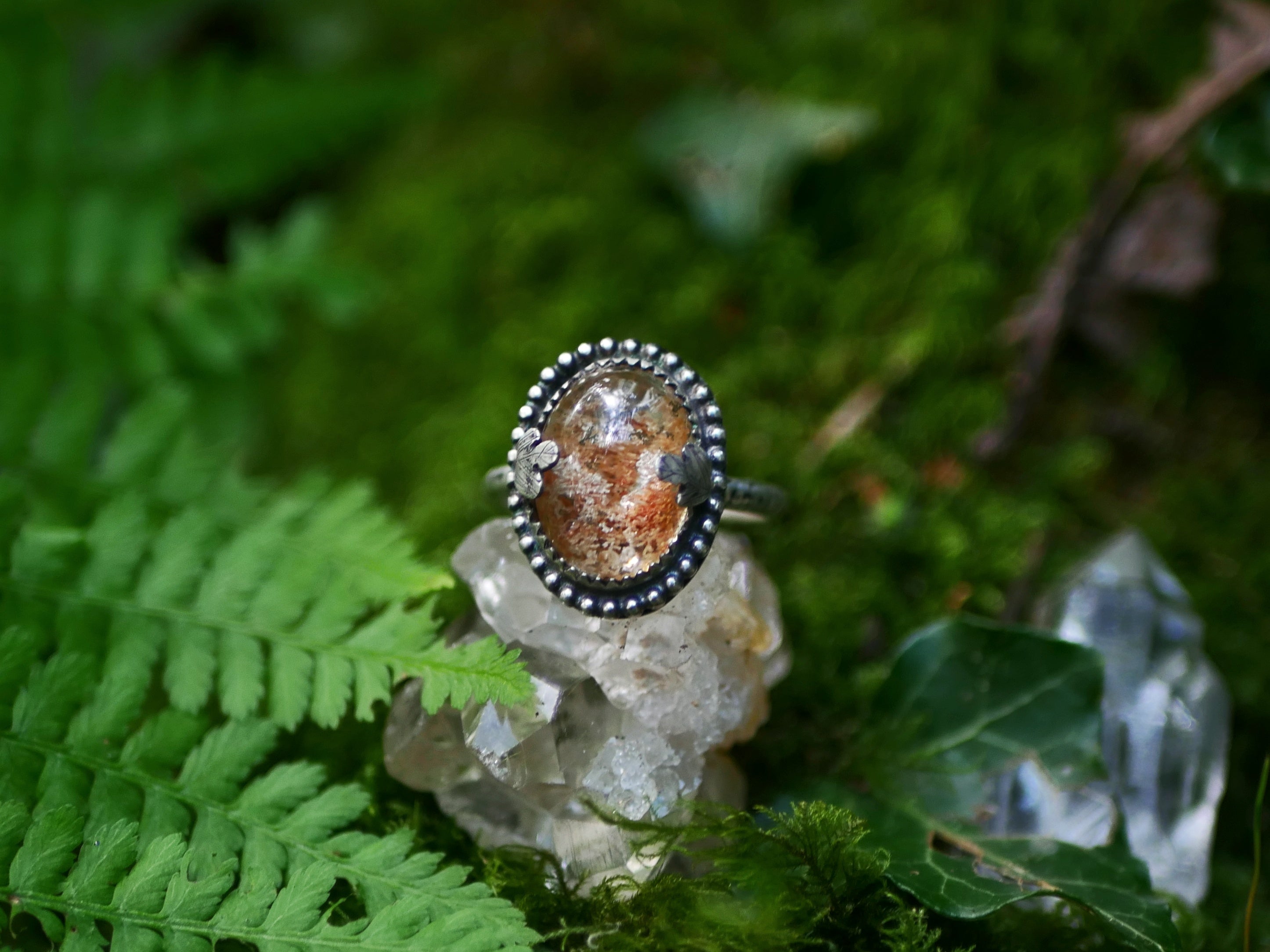 Bague "Forêt Enchantée" III - Quartz Chaman (Lodolite) - Argent 925