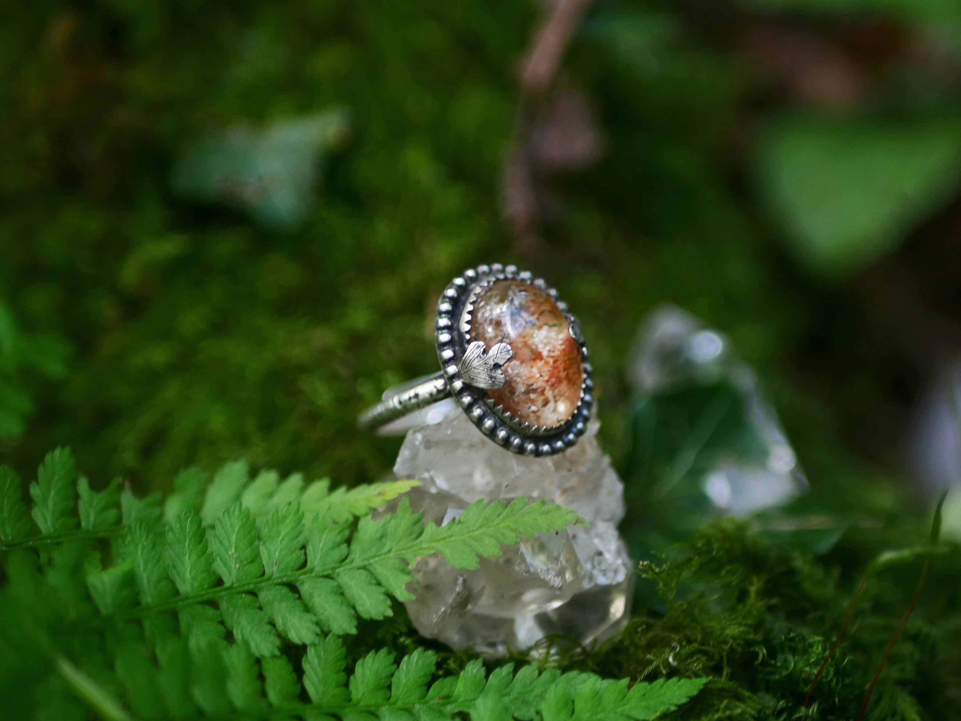 Bague "Forêt Enchantée" III - Quartz Chaman (Lodolite) - Argent 925