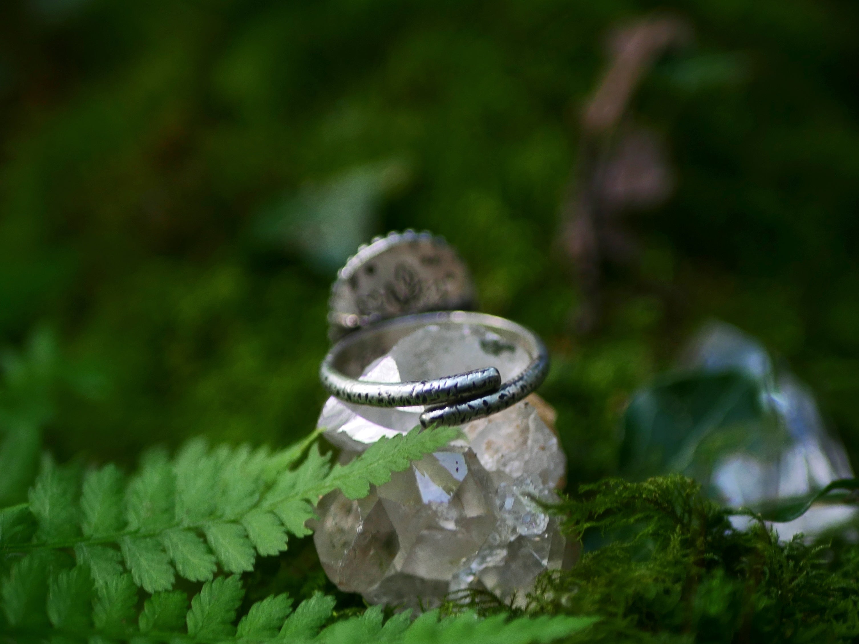 Bague "Forêt Enchantée" III - Quartz Chaman (Lodolite) - Argent 925