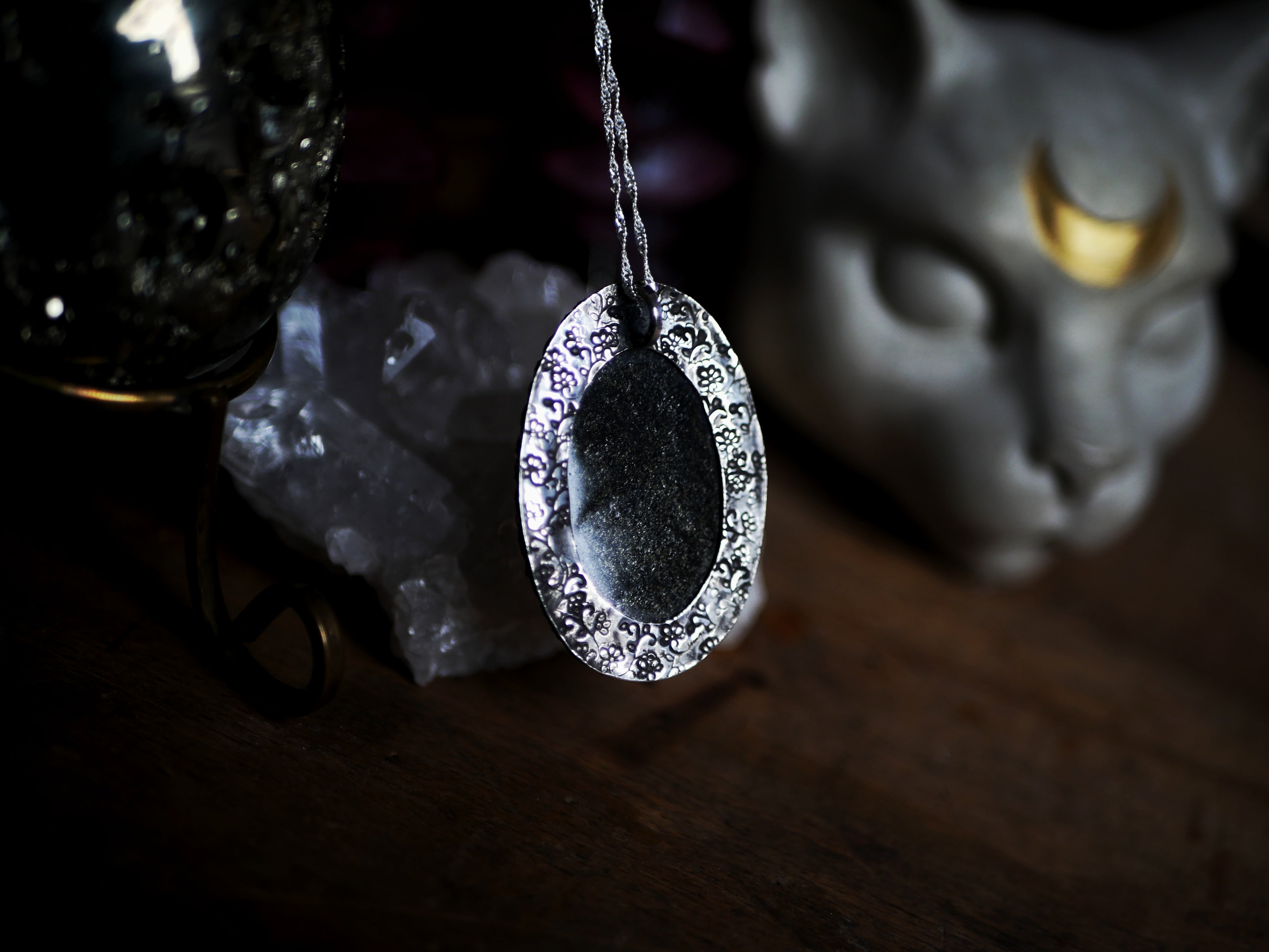 Talisman de Protection, Force & Ancrage - Obsidienne dorée - Argent 925