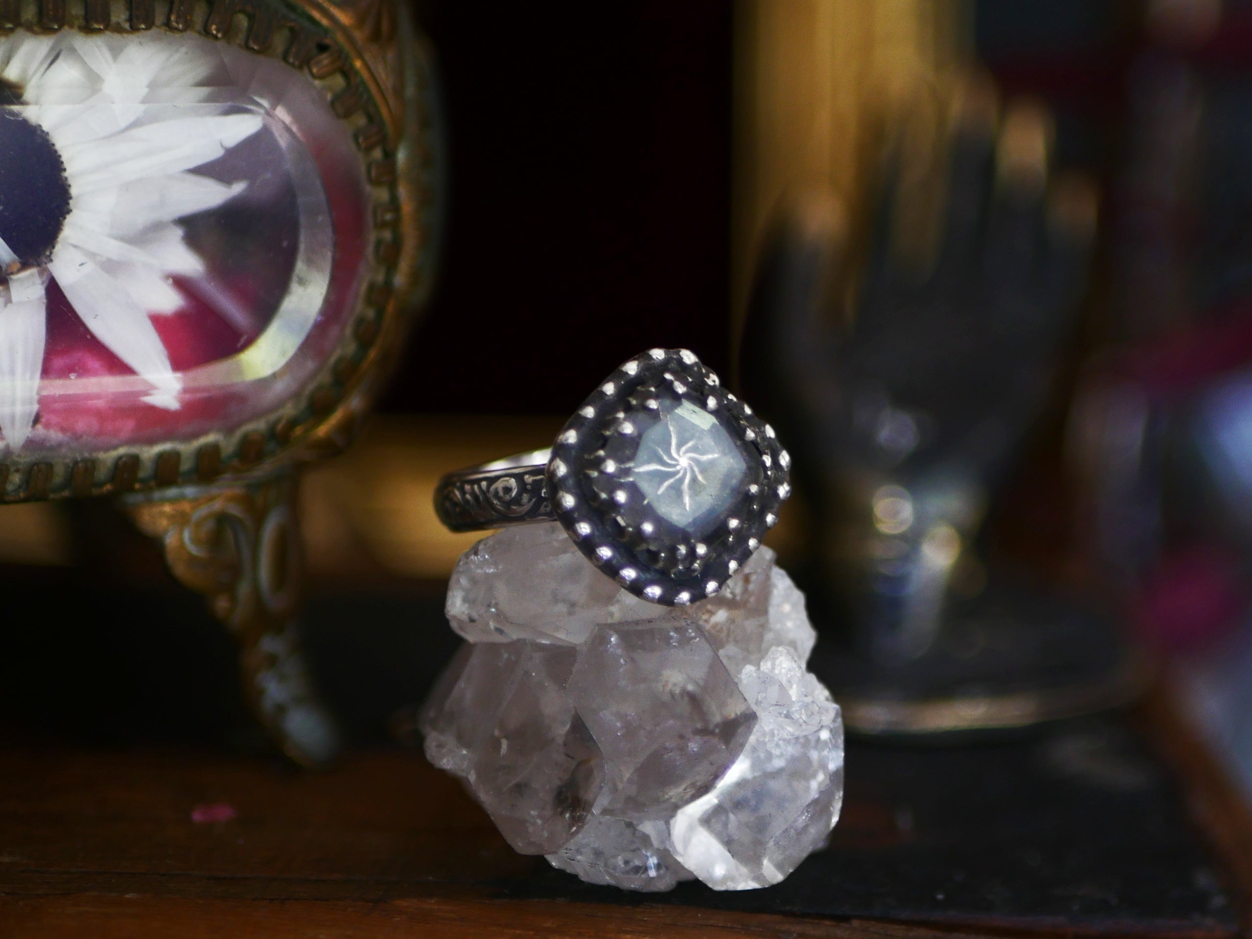 Bague réglable Étoile de Feu - Quartz - Argent 925