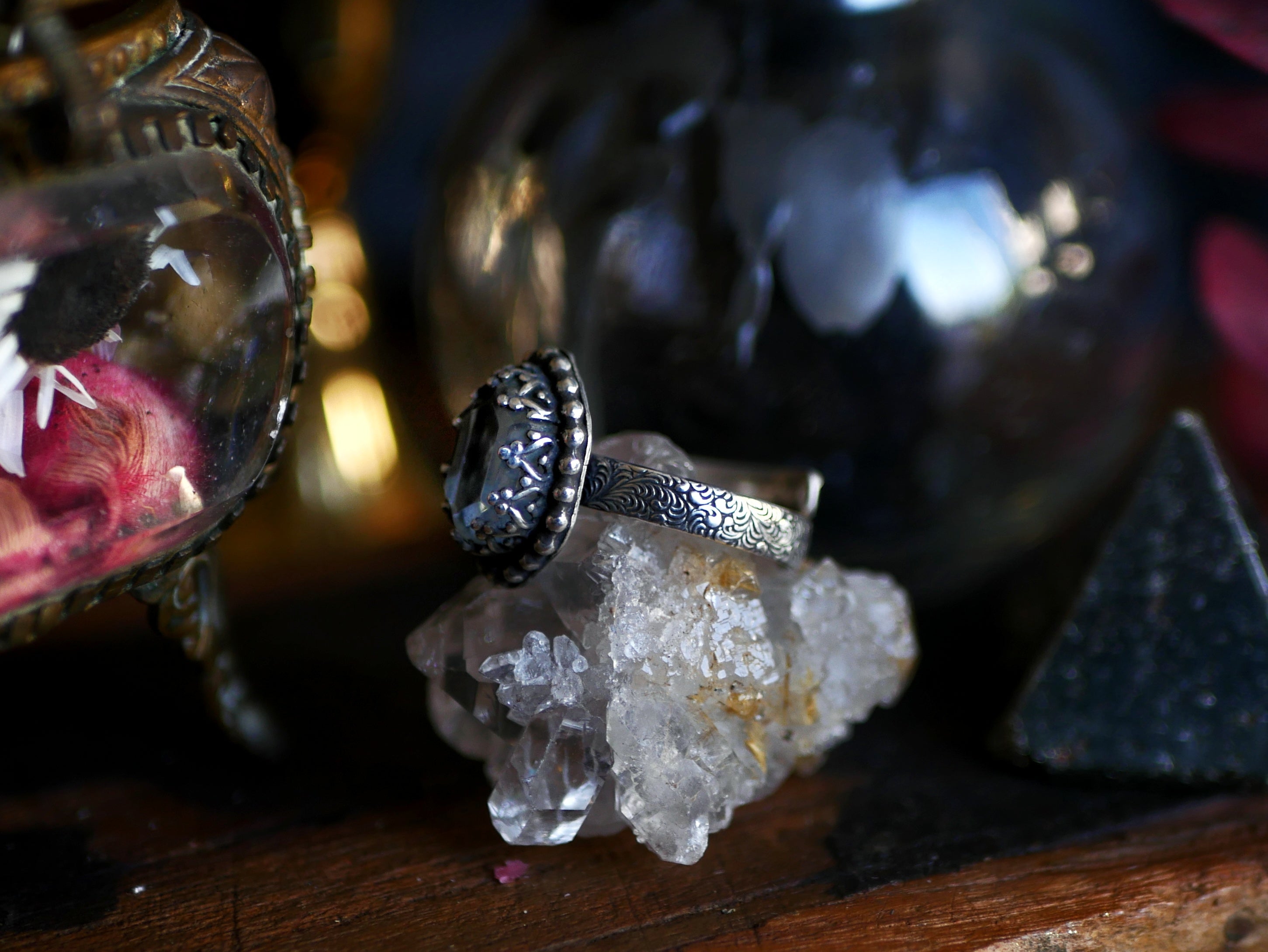 Réservée - Bague réglable Lune II - Quartz - Argent 925