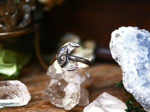 Bague Lune réglable - Diamant d'Herkimer - Argent 925