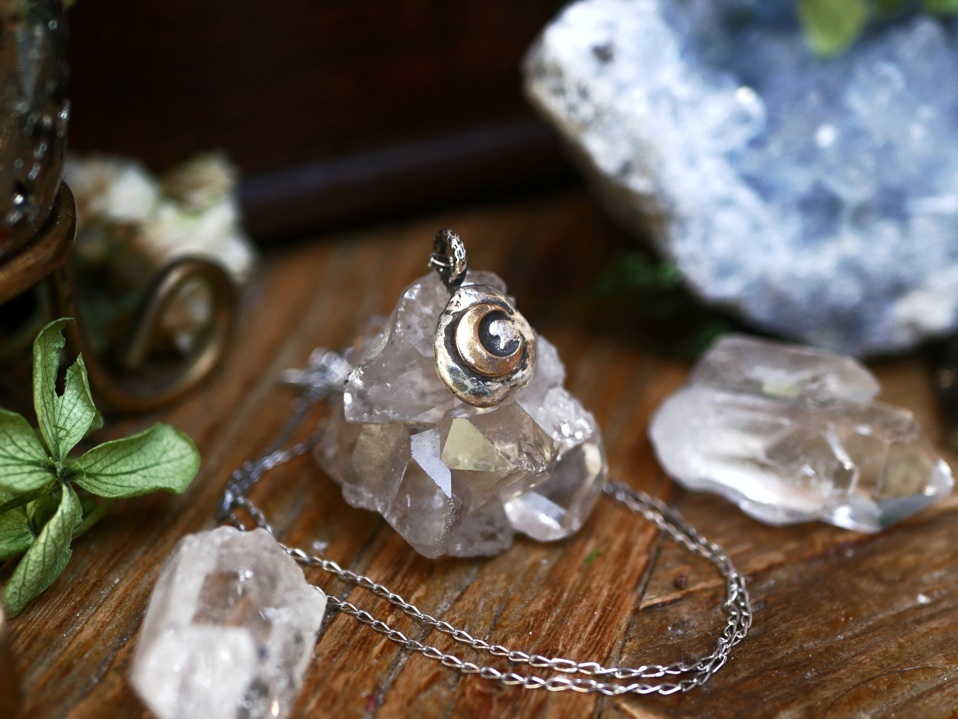 Réservé Camille S. - Collier Lune - Pépite d'argent 925 & Laiton