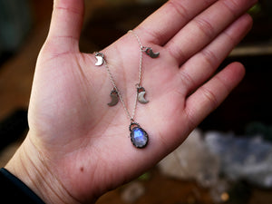 Collier Pampilles Lune - Pierre de Lune - Argent 925