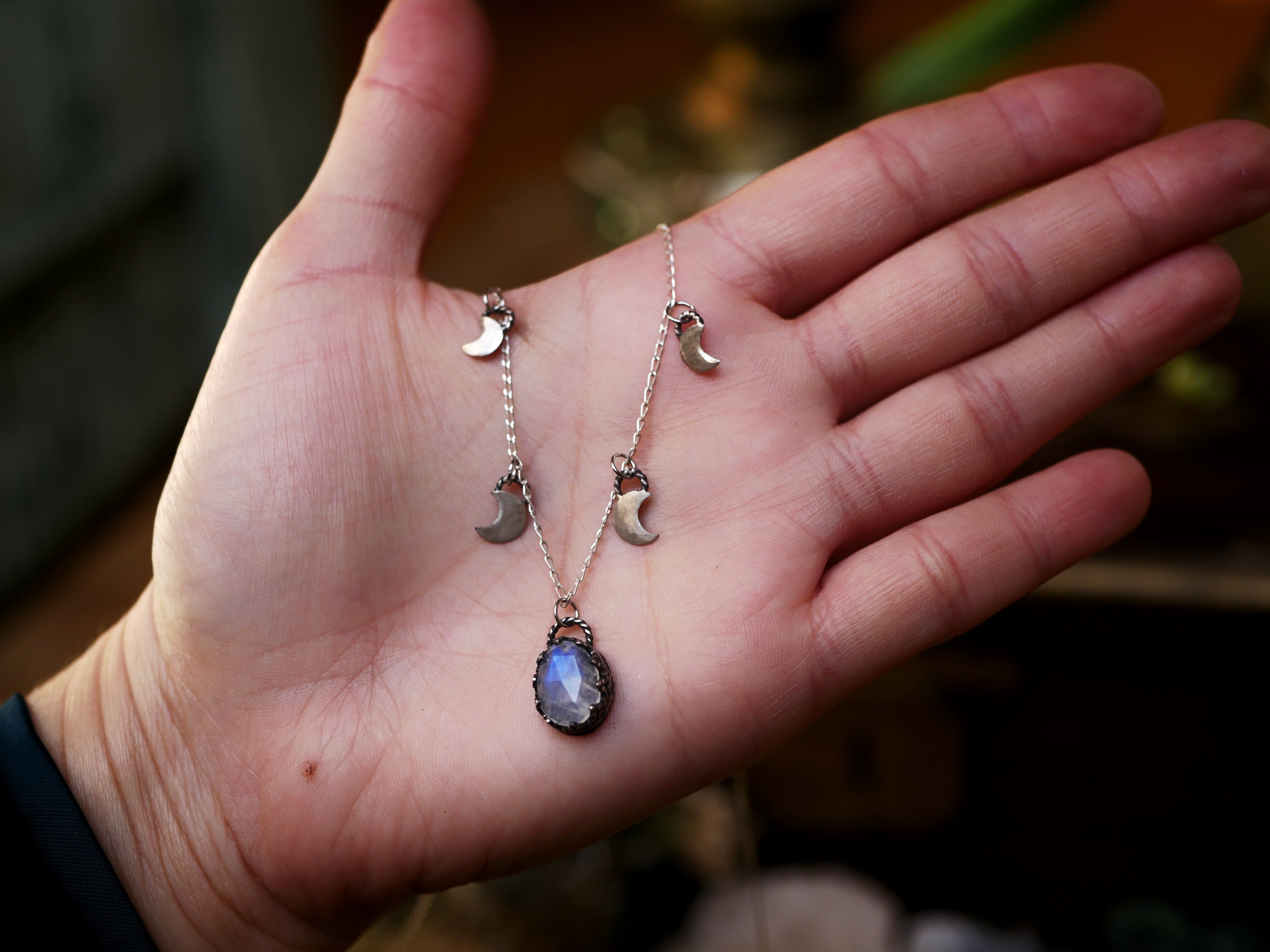 Collier Pampilles Lune - Pierre de Lune - Argent 925
