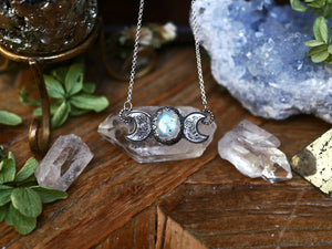Collier Triple Lune - Pierre de Lune - Argent 925