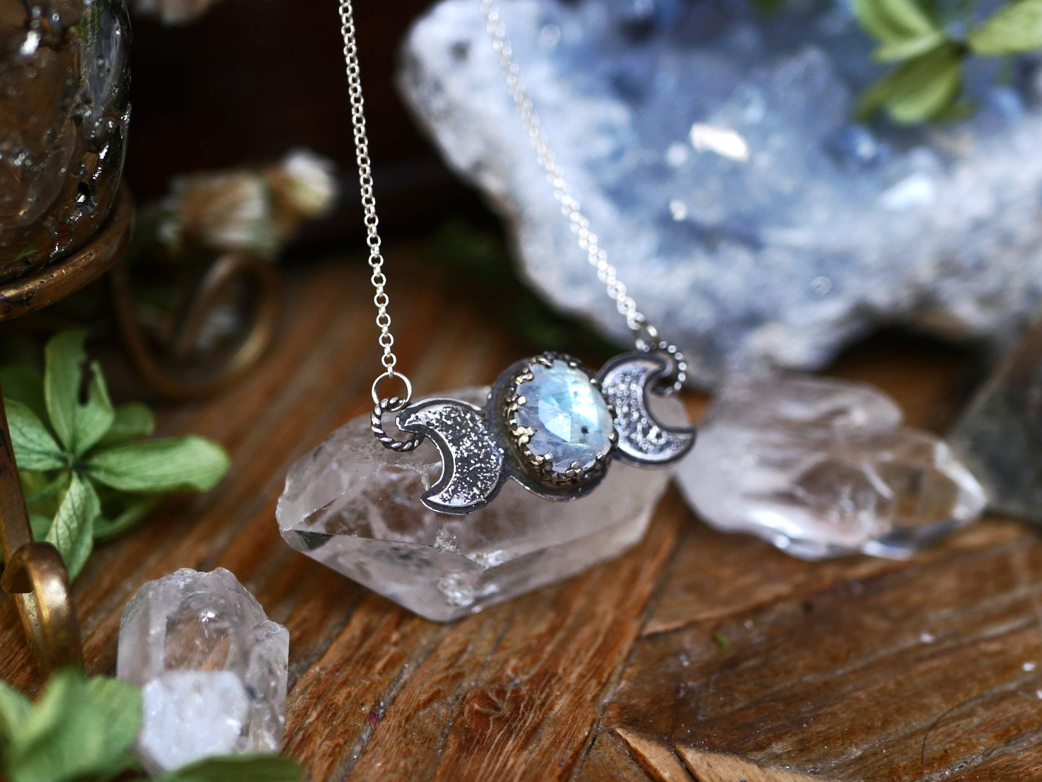 Collier Triple Lune - Pierre de Lune - Argent 925