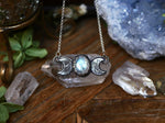 Charger l&#39;image dans la galerie, Collier Triple Lune - Pierre de Lune - Argent 925
