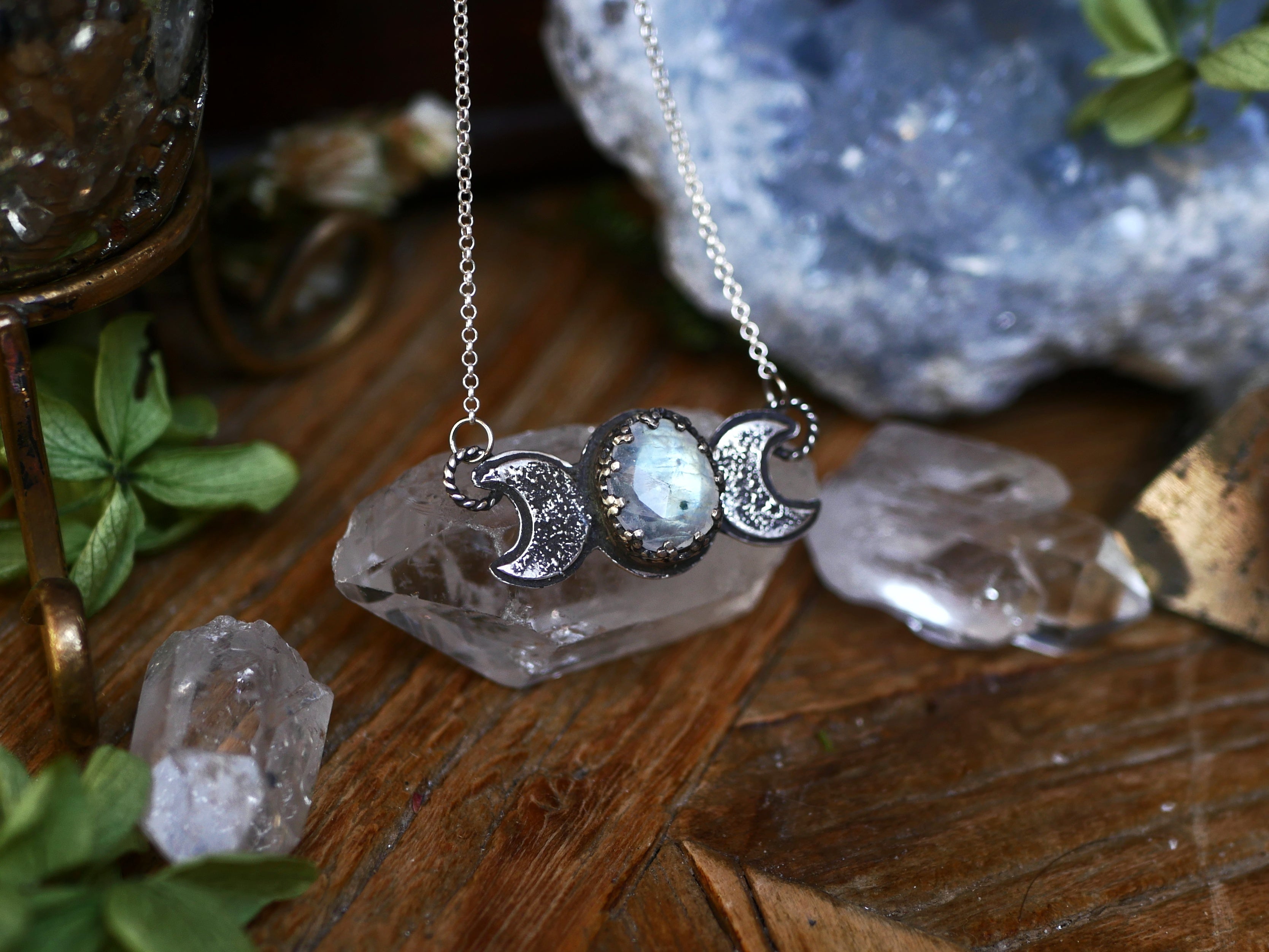 Collier Triple Lune - Pierre de Lune - Argent 925