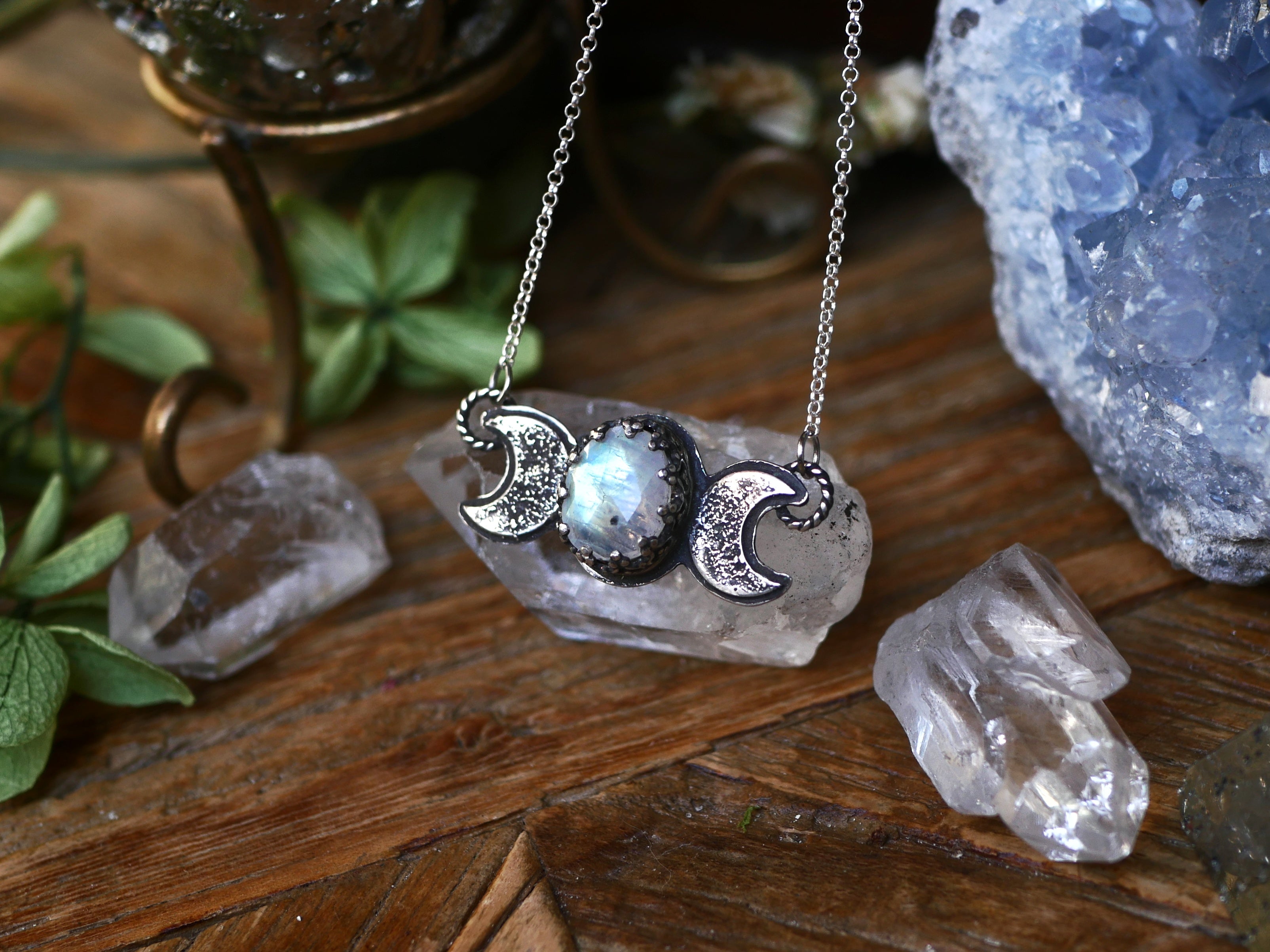 Collier Triple Lune - Pierre de Lune - Argent 925