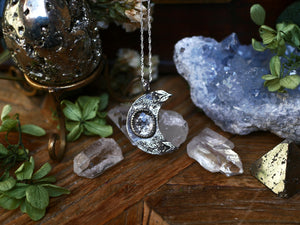 Collier Lune - Aigue marine mousse - Argent 925