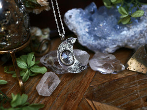 Collier Lune - Aigue marine mousse - Argent 925