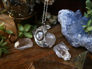 Collier Lune - Aigue marine mousse - Argent 925