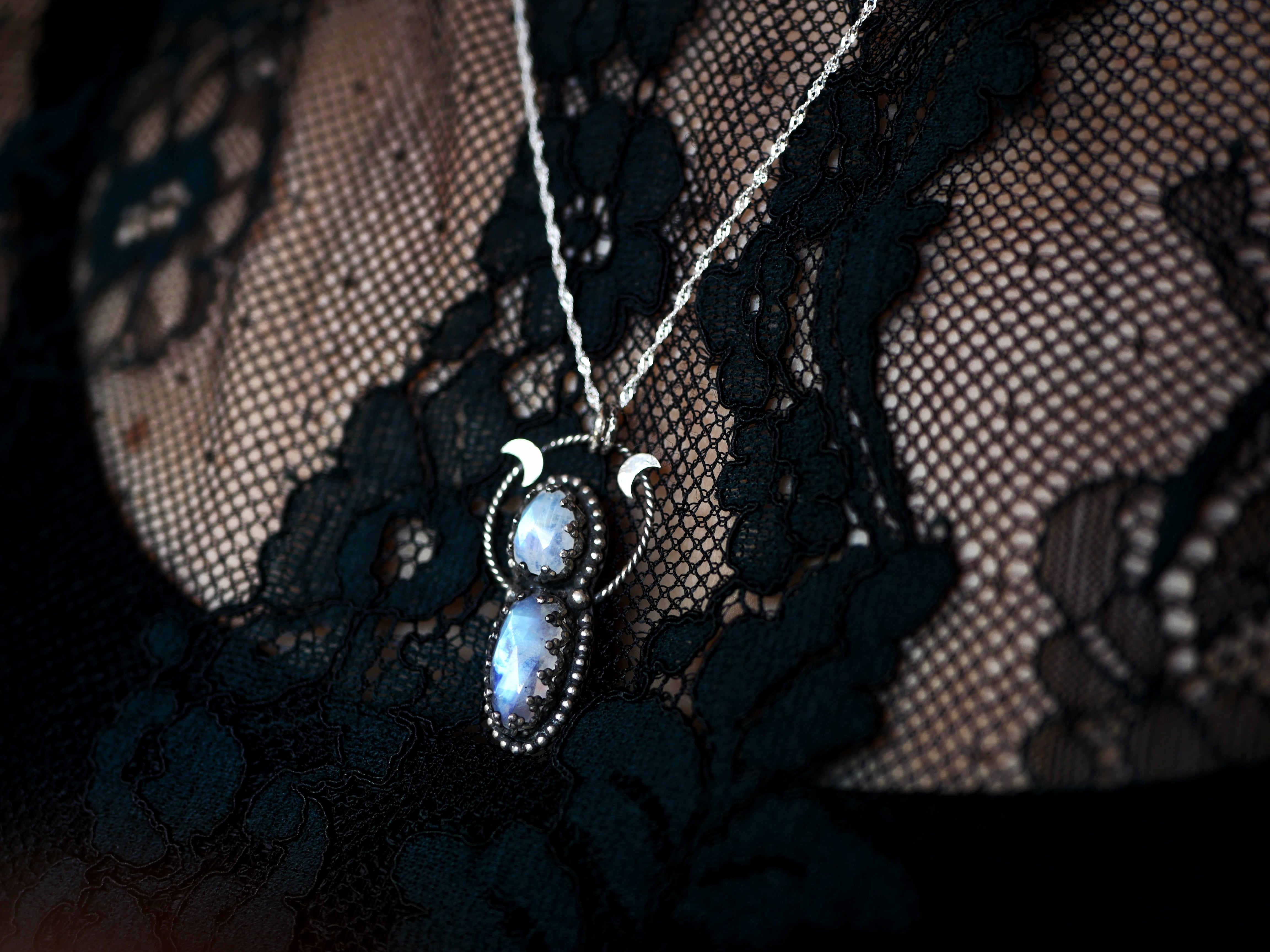 Collier Déesse Lunaire - Pierre de Lune - Argent 925