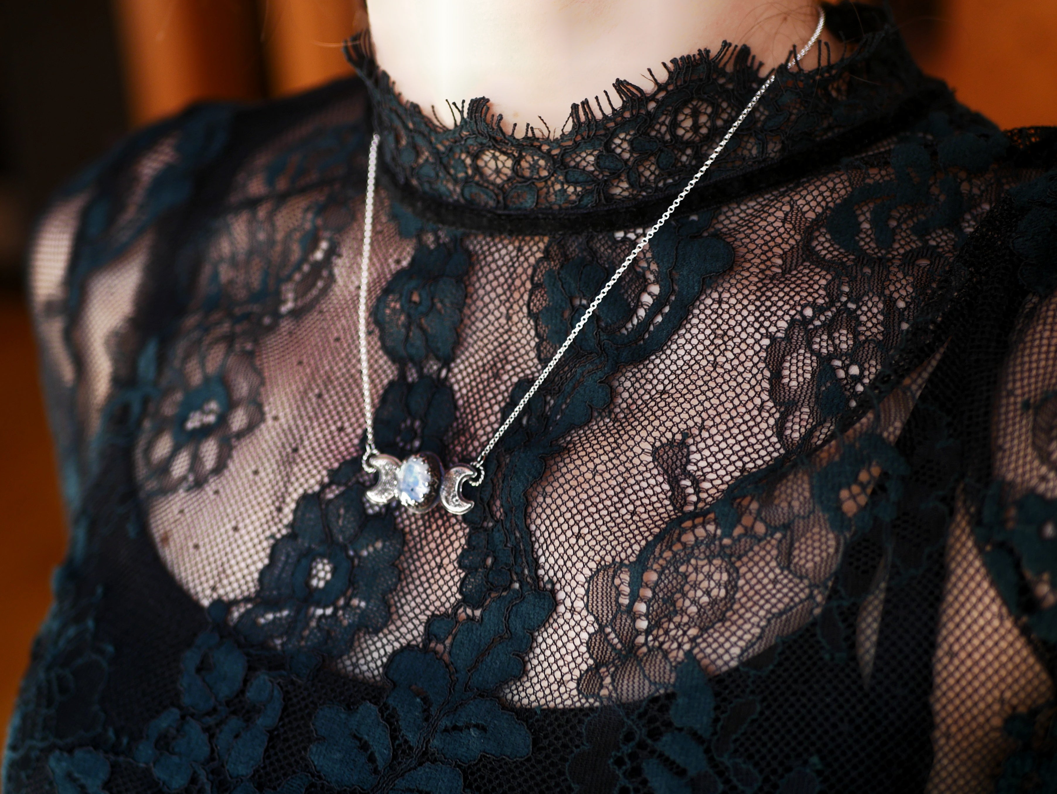 Collier Triple Lune - Pierre de Lune - Argent 925