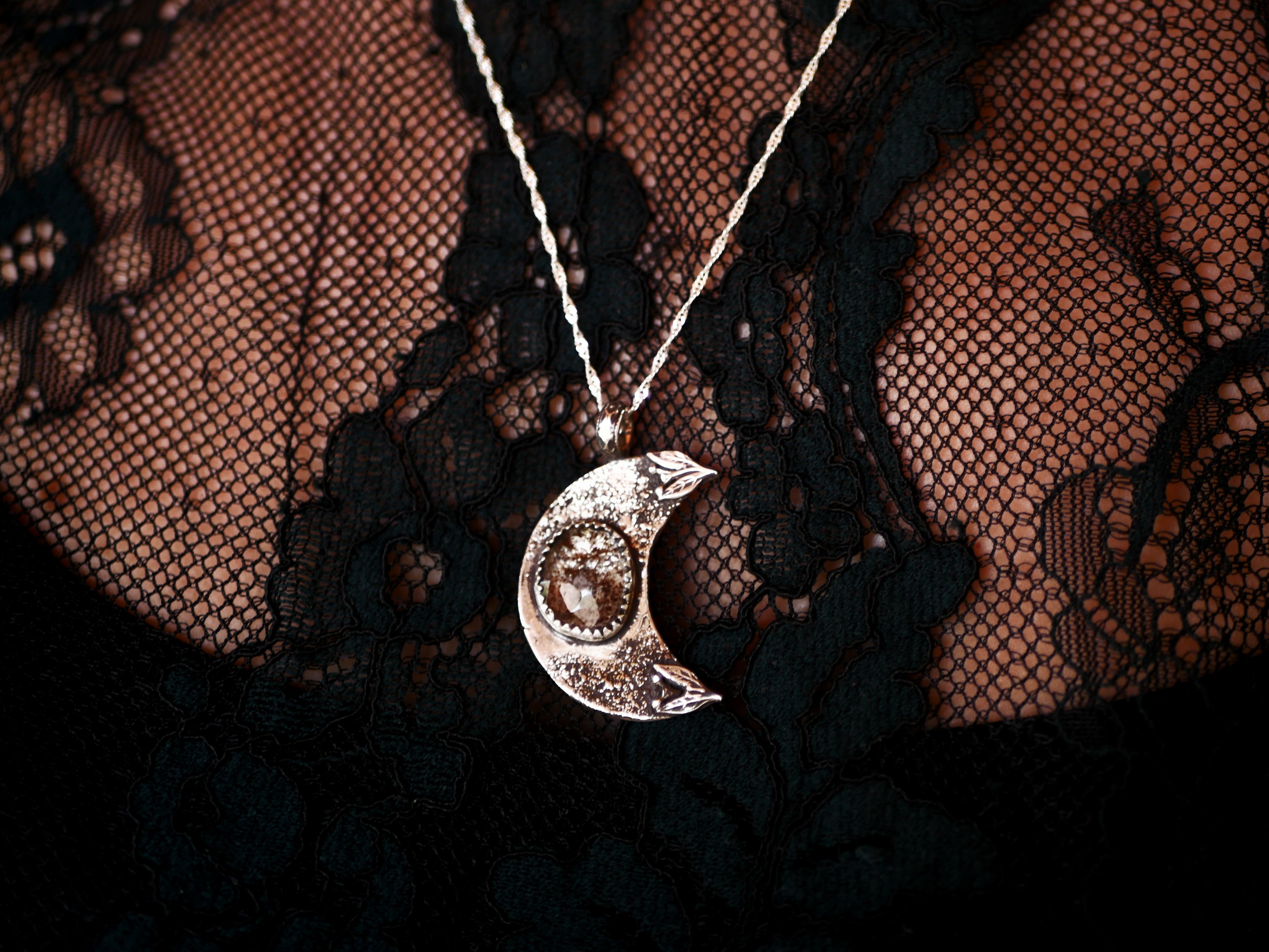 Collier Lune - Aigue marine mousse - Argent 925
