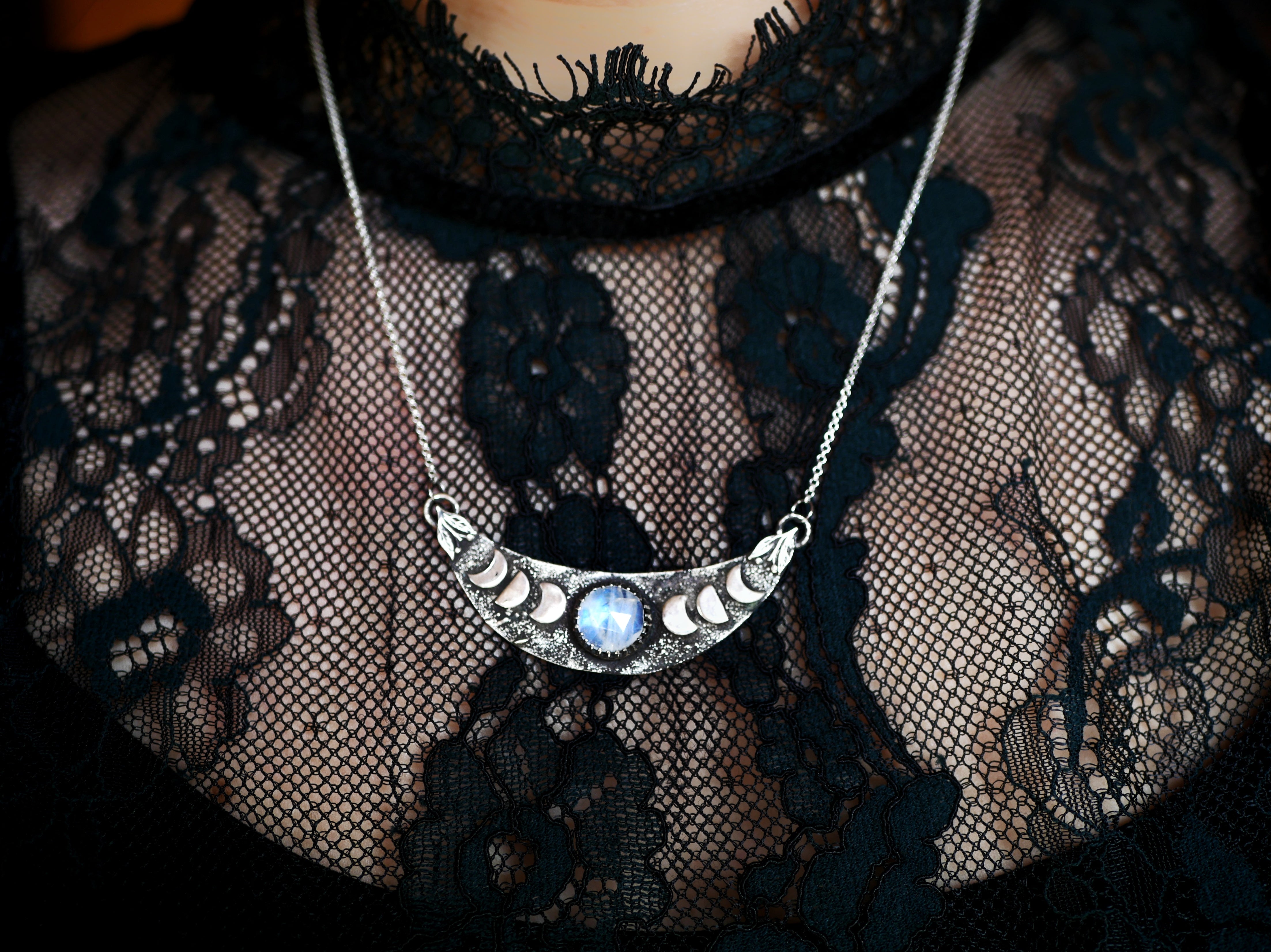 Collier Phases de Lune - Pierre de Lune - Argent 925