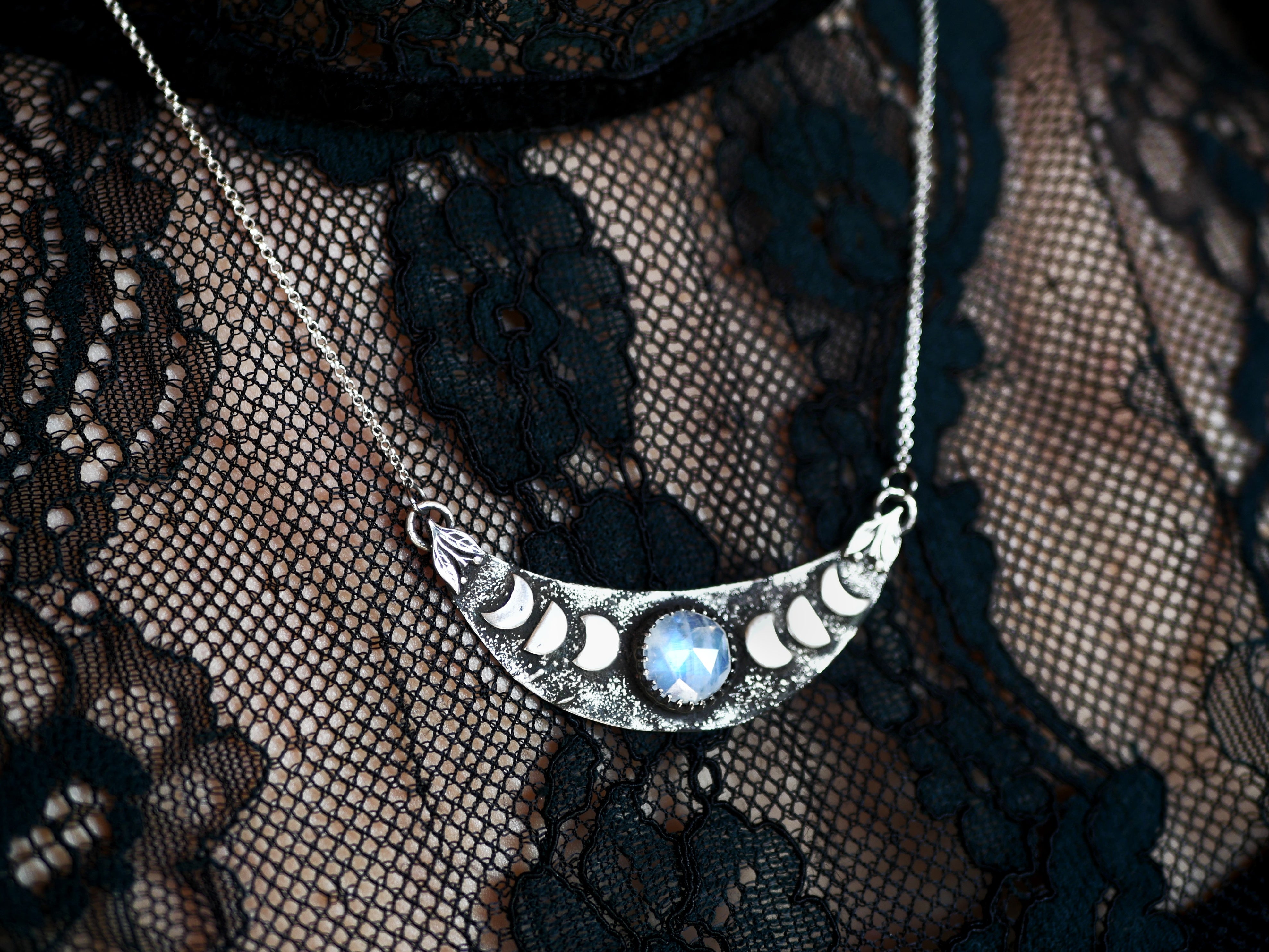 Collier Phases de Lune - Pierre de Lune - Argent 925