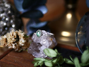 Bague fine réglable Emeraude - Argent 925