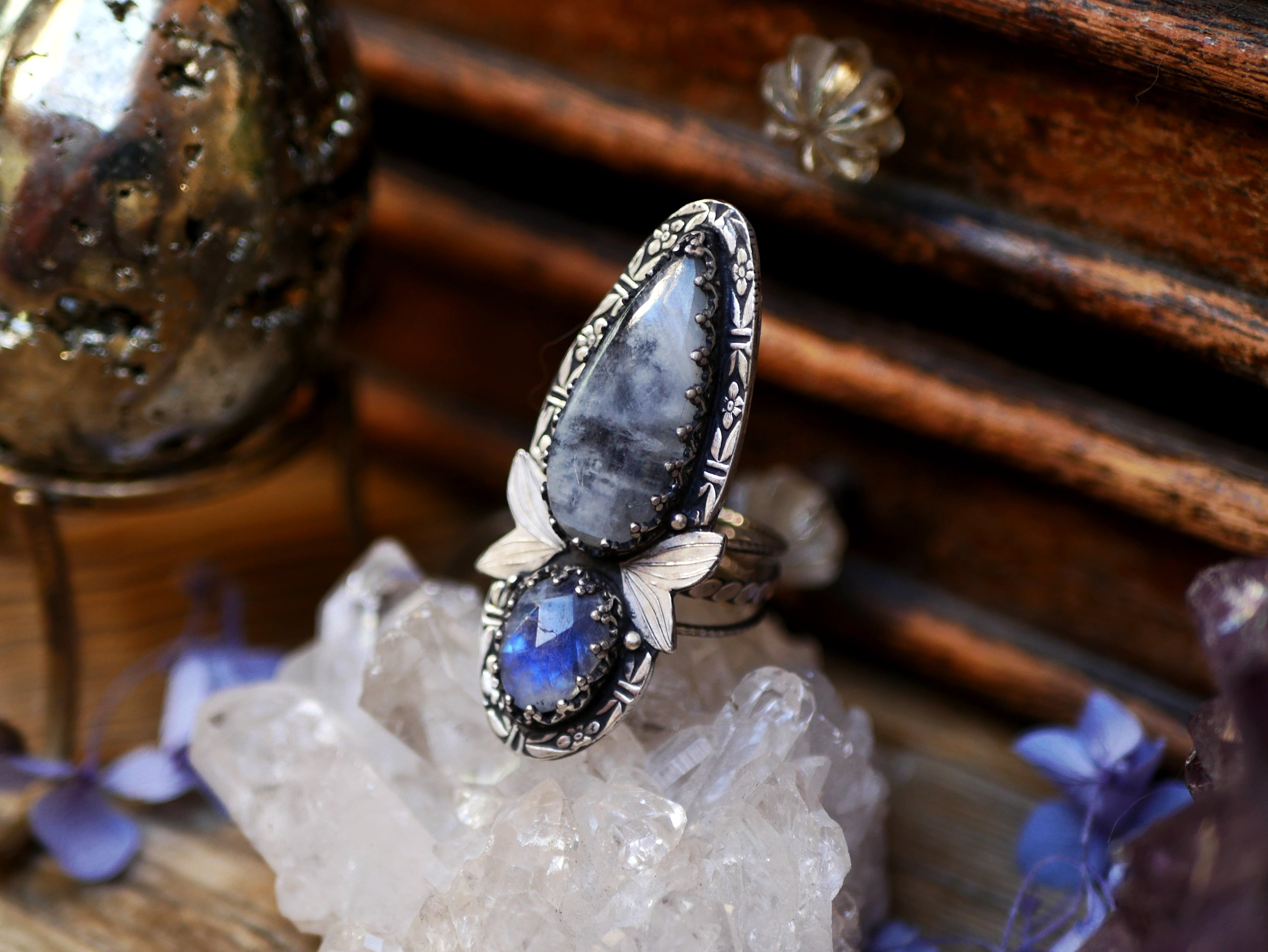 REAERVEE VALERIE - Bague réglable Pierres de Lune - Argent 925