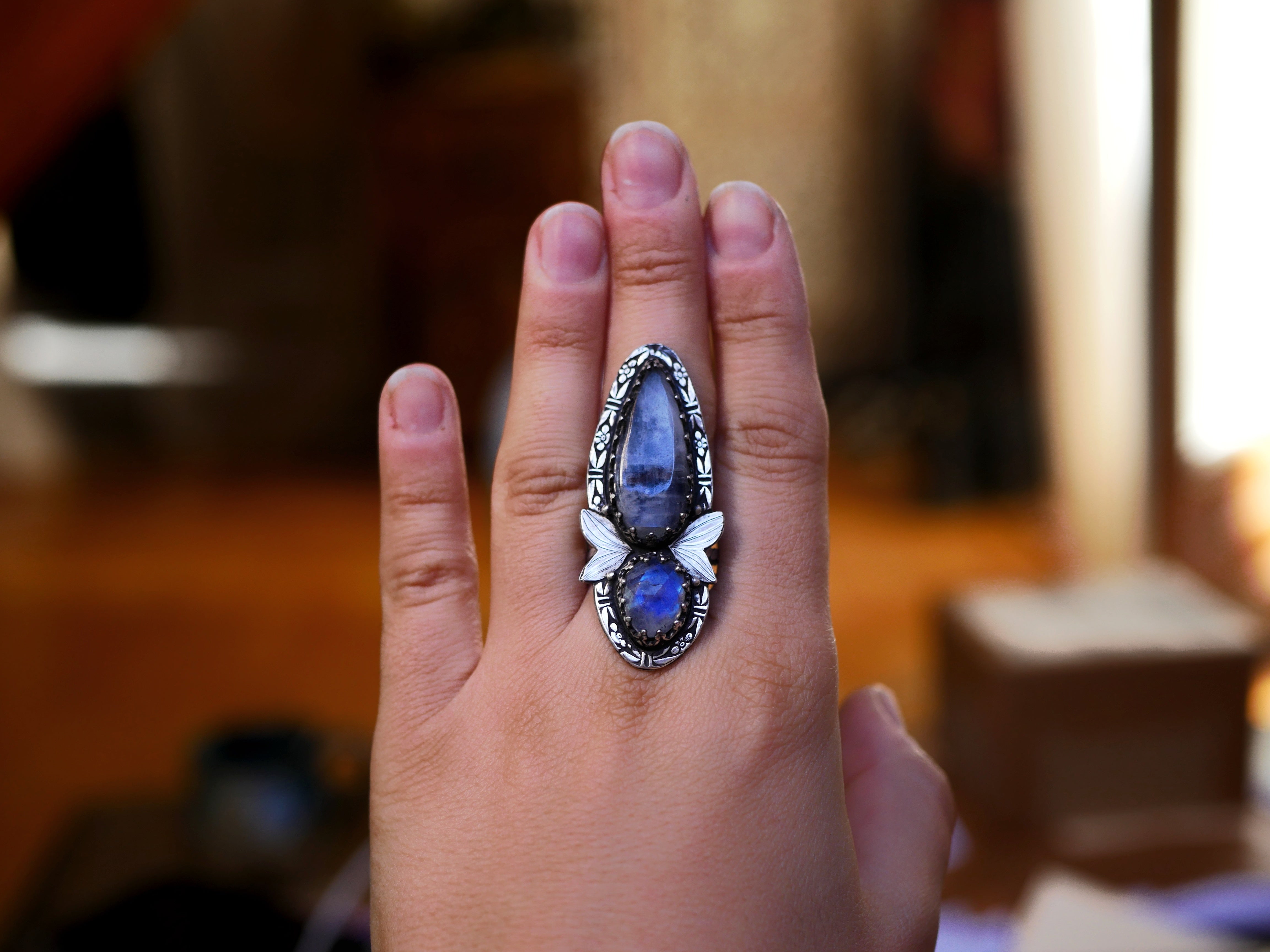 REAERVEE VALERIE - Bague réglable Pierres de Lune - Argent 925