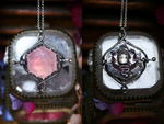 Charger l&#39;image dans la galerie, Talisman réversible - Quartz Rose &amp; Diamant d&#39;Herkimer- Argent 925
