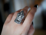 Charger l'image dans la galerie, RÉSERVÉ MEL. - Bague Chat Sorcier &amp; Zircon noir - Argent 925
