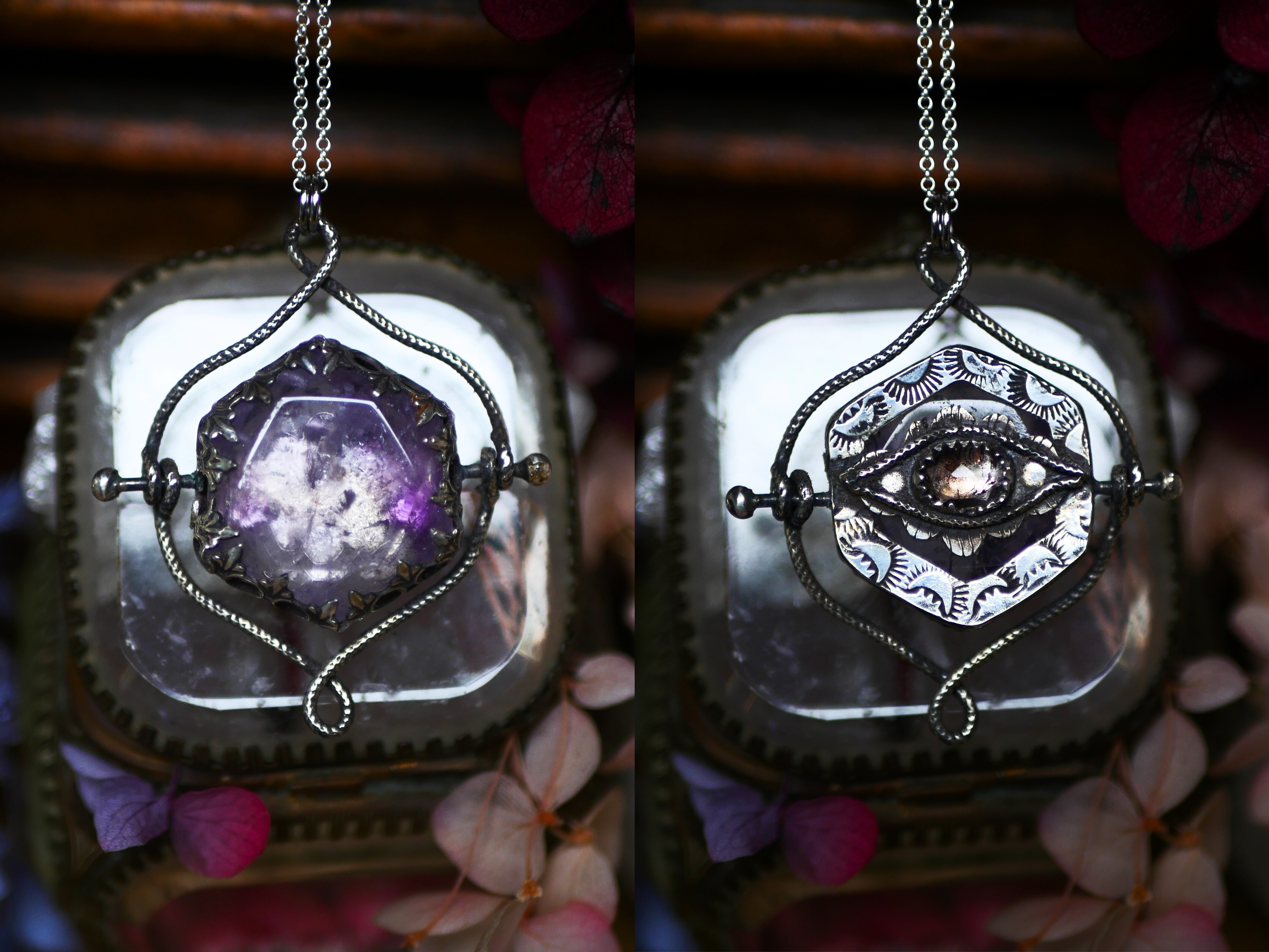 Talisman réversible - Améthyste & Super Seven - Argent 925