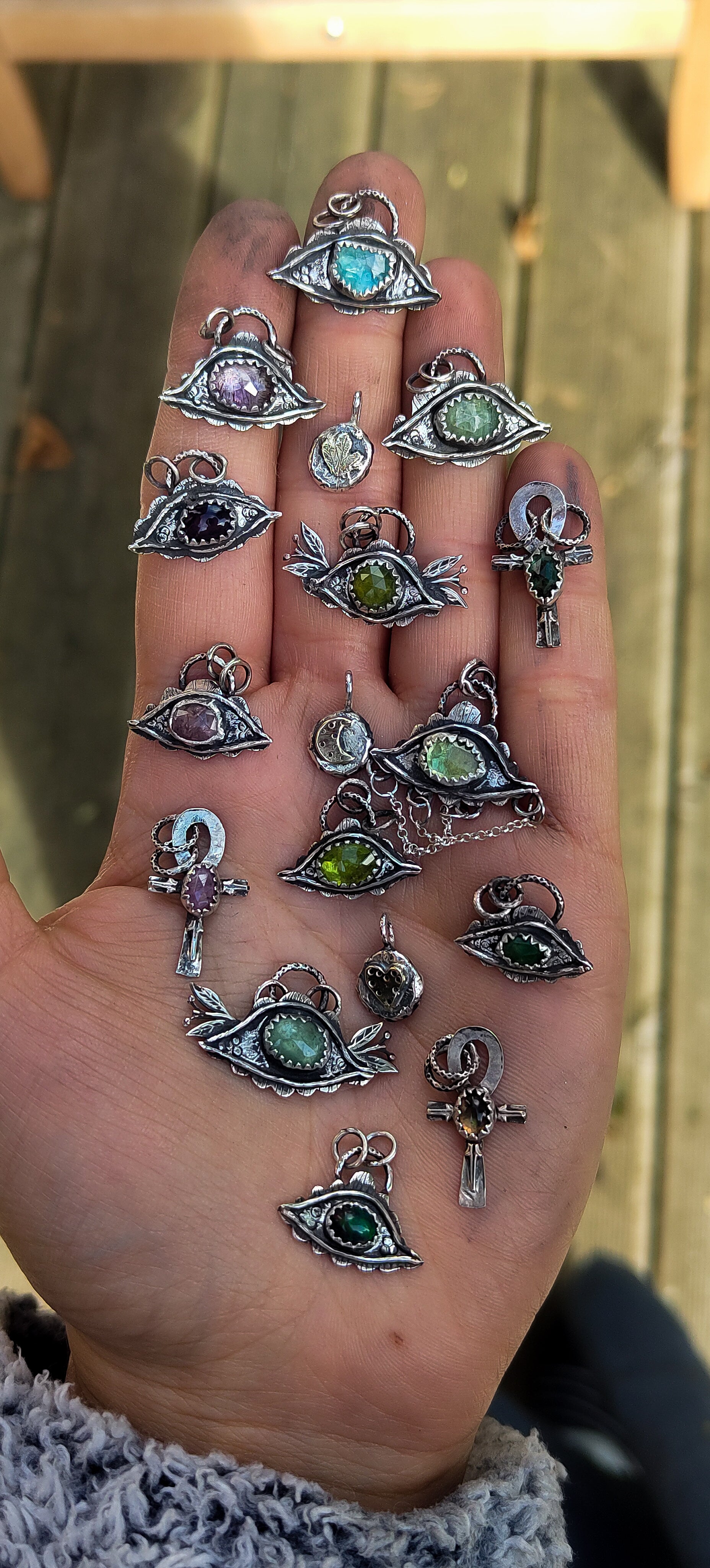 Amulette Oeil VIII - Kyanite verte & Argent 925