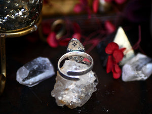 Bague réglable Ormeau & Cristal de Roche II - Argent 925