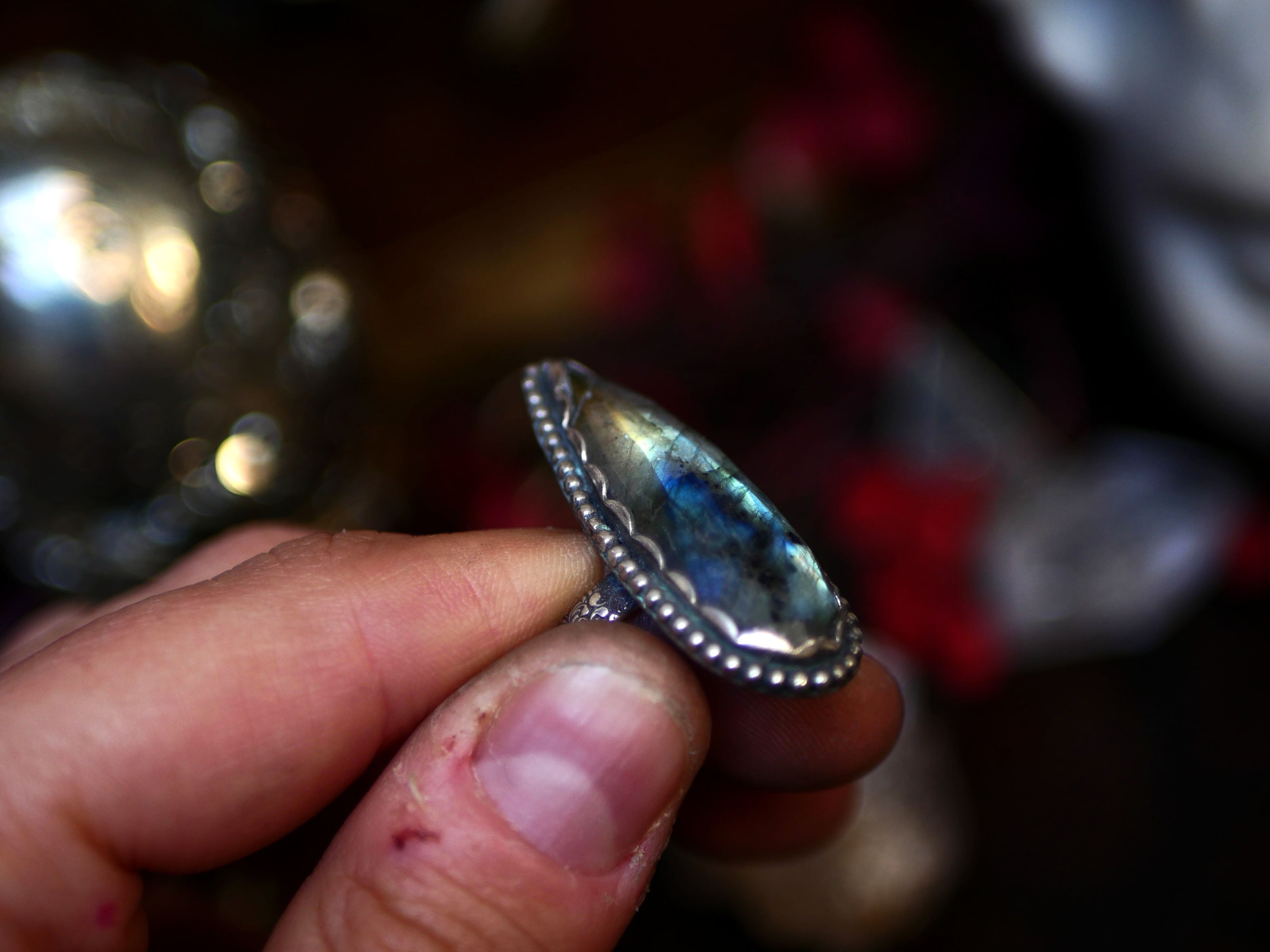 Bague réglable Labradorite - Argent 925