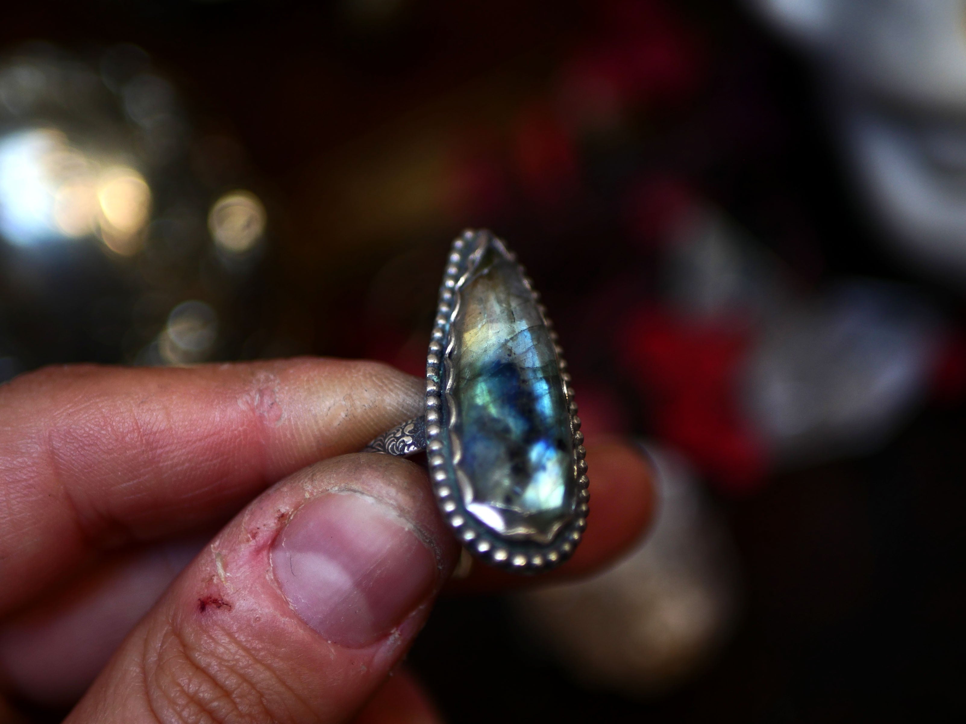 Bague réglable Labradorite - Argent 925