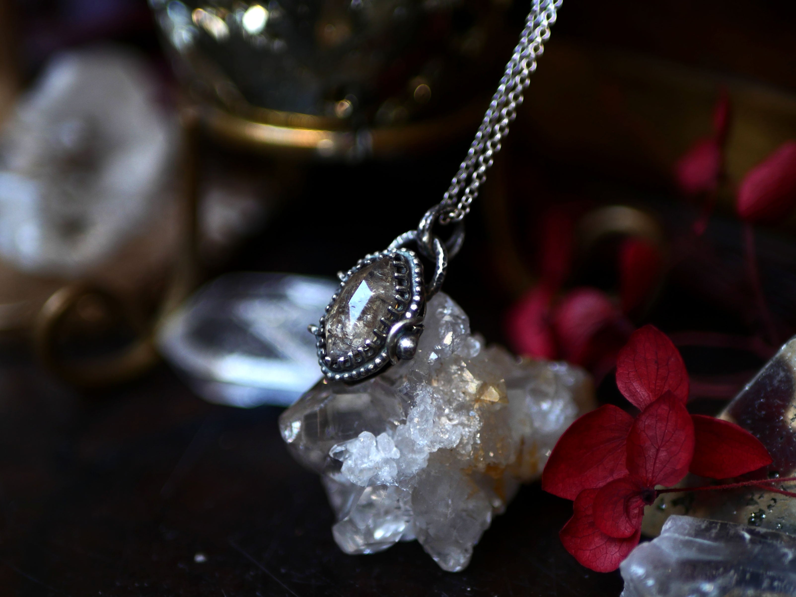 Collier "Poison" Diamant d'Herkimer - Argent 925