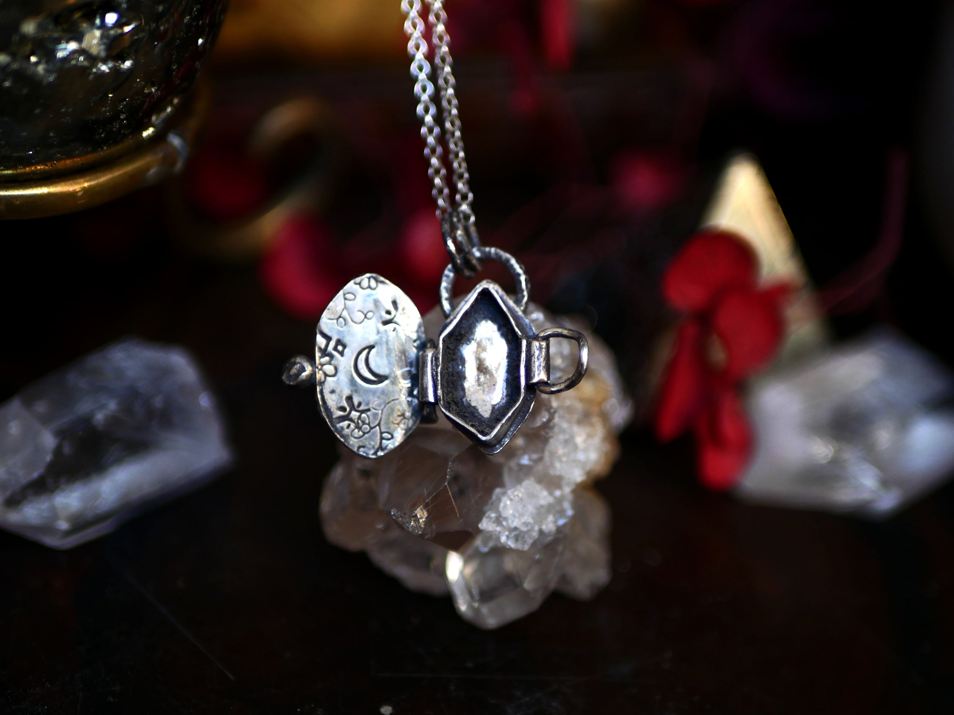 Collier "Poison" Diamant d'Herkimer - Argent 925