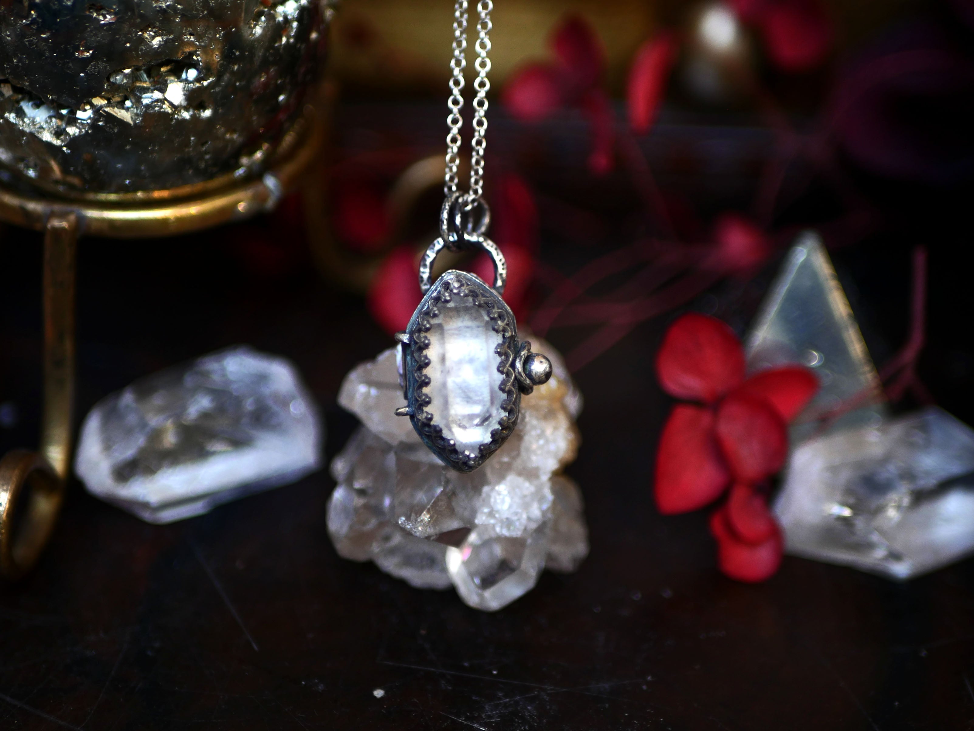 Collier "Poison" Cristal de Roche - Argent 925