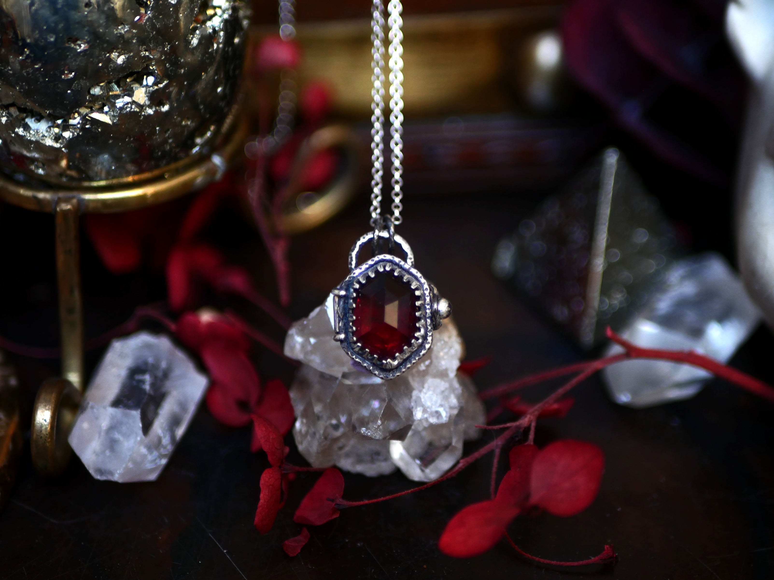 Collier "Poison" Grenat Rouge - Argent 925